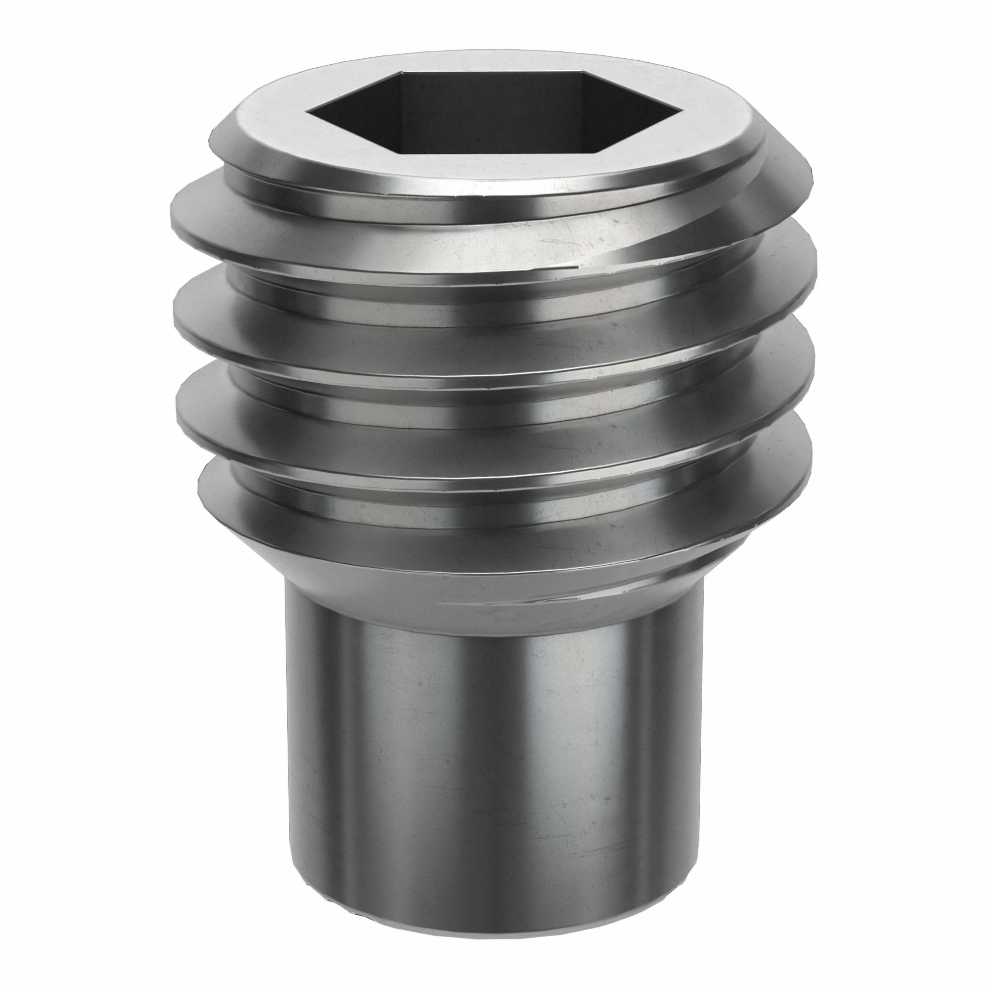 Socket Set Screw: M8x1.25 Thread Size, 10 mm Overall Lg, Dog pt, Stainless Steel, Plain, 100 PK