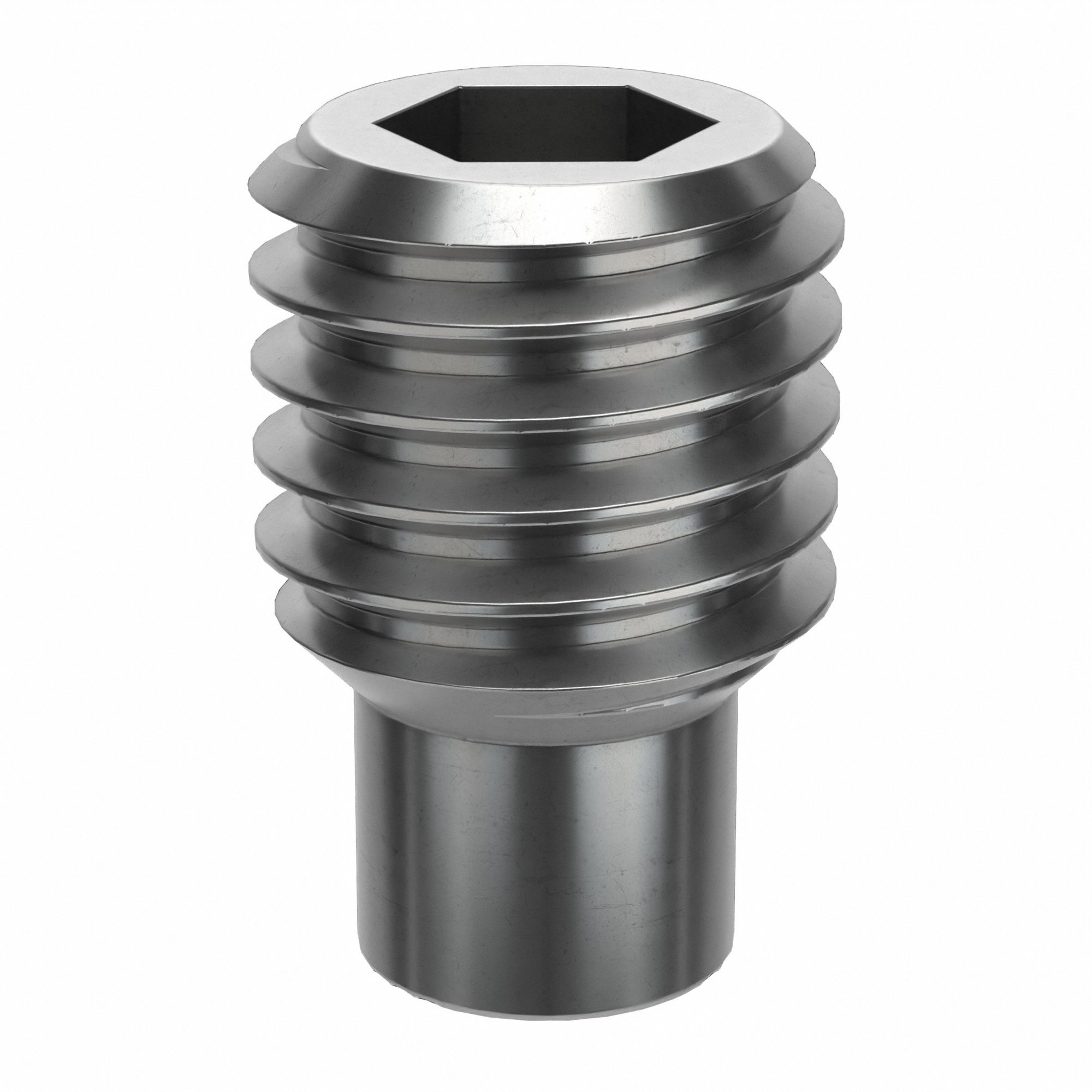 Socket Set Screw: M8x1.25 Thread Size, 12 mm Overall Lg, Dog pt, Stainless Steel, Plain, 100 PK