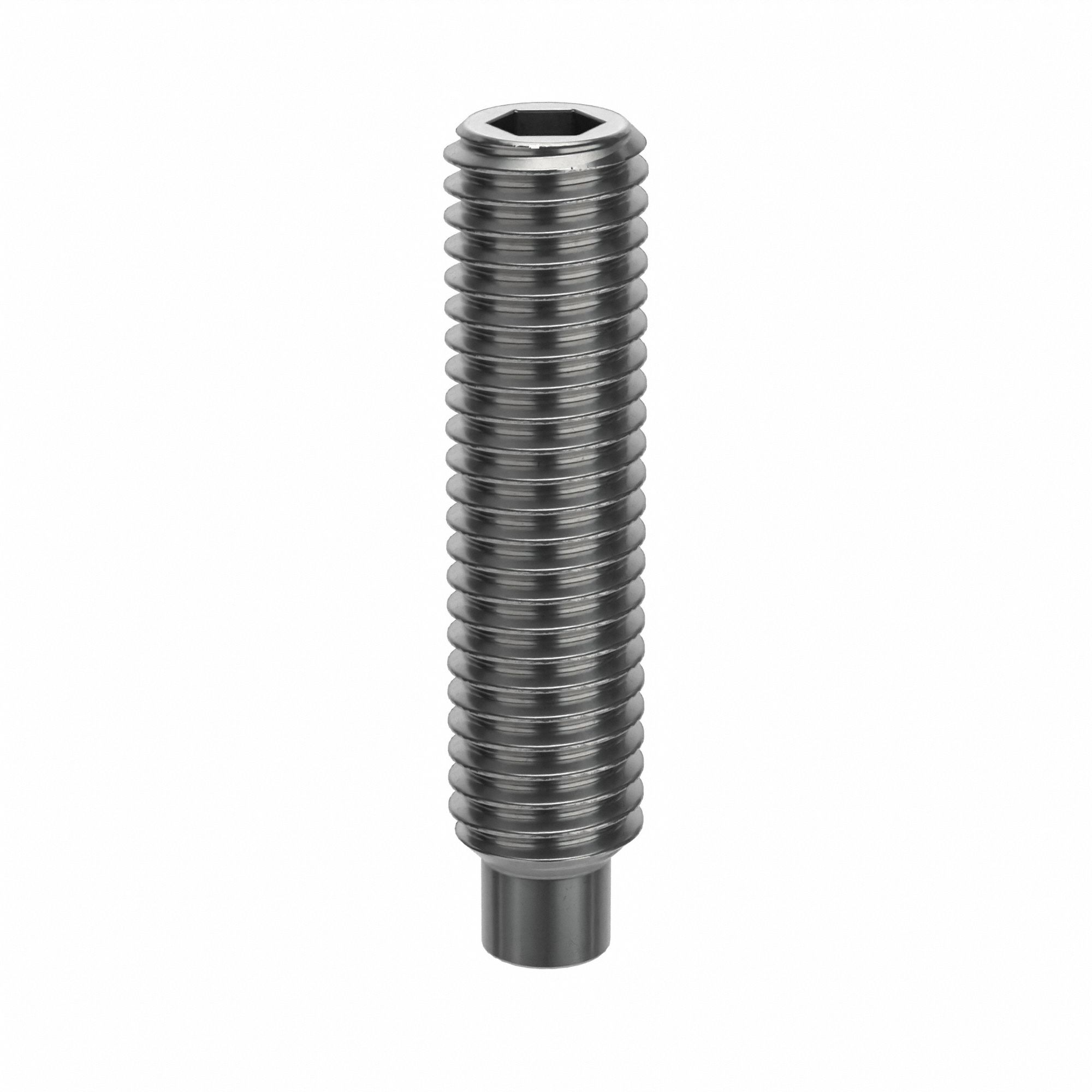 Socket Set Screw: M8x1.25 Thread Size, 35 mm Overall Lg, Dog pt, Stainless Steel, Plain, 50 PK