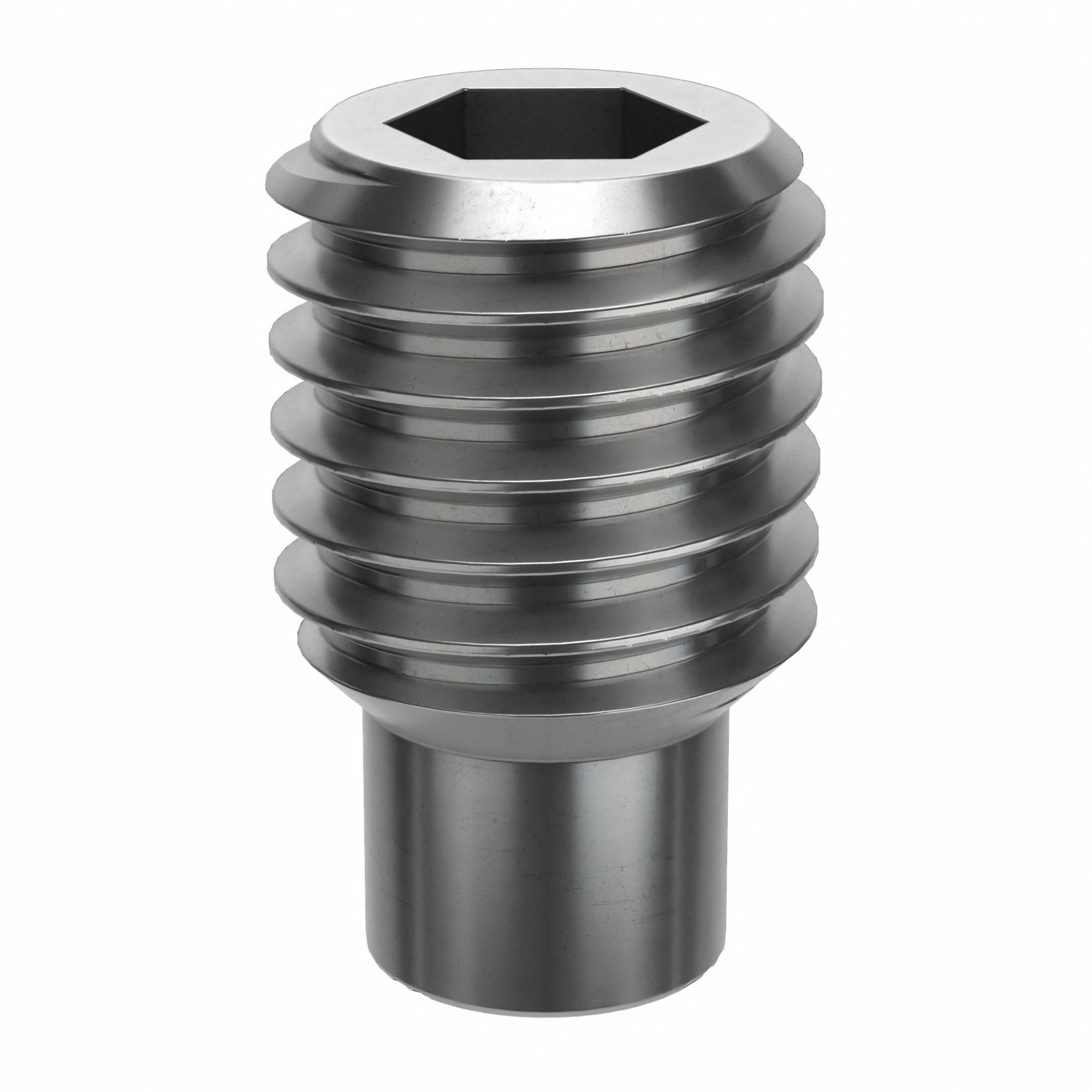 Socket Set Screw: M10x1.5 Thread Size, 16 mm Overall Lg, Dog pt, Stainless Steel, Plain, 50 PK