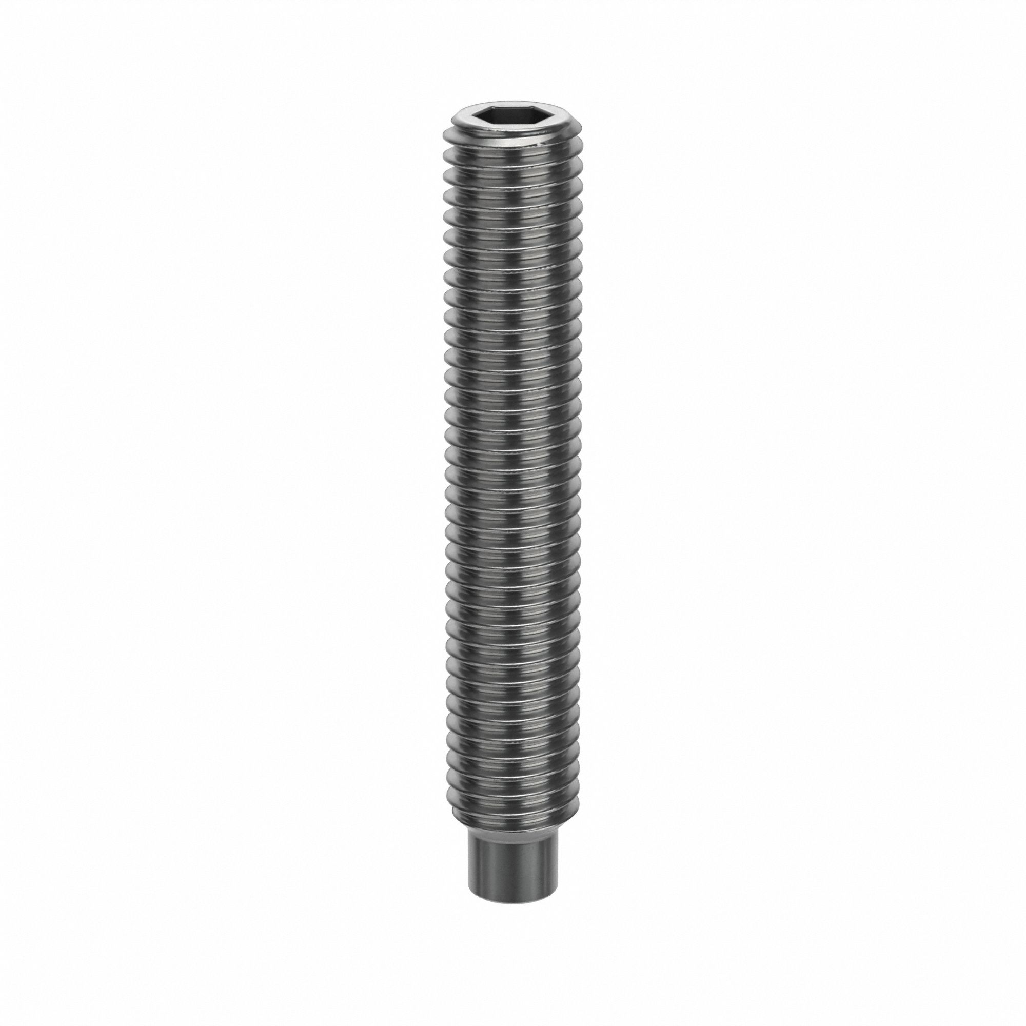 Socket Set Screw: M10x1.5 Thread Size, 60 mm Overall Lg, Dog pt, Stainless Steel, Plain, 50 PK