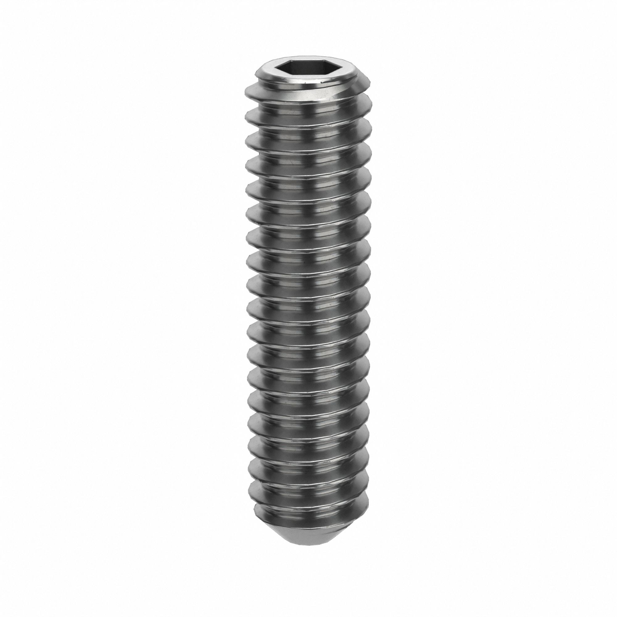 Socket Set Screw: M2x0.4 Thread Size, 8 mm Overall Lg, Flat pt, Stainless Steel, Plain, 100 PK
