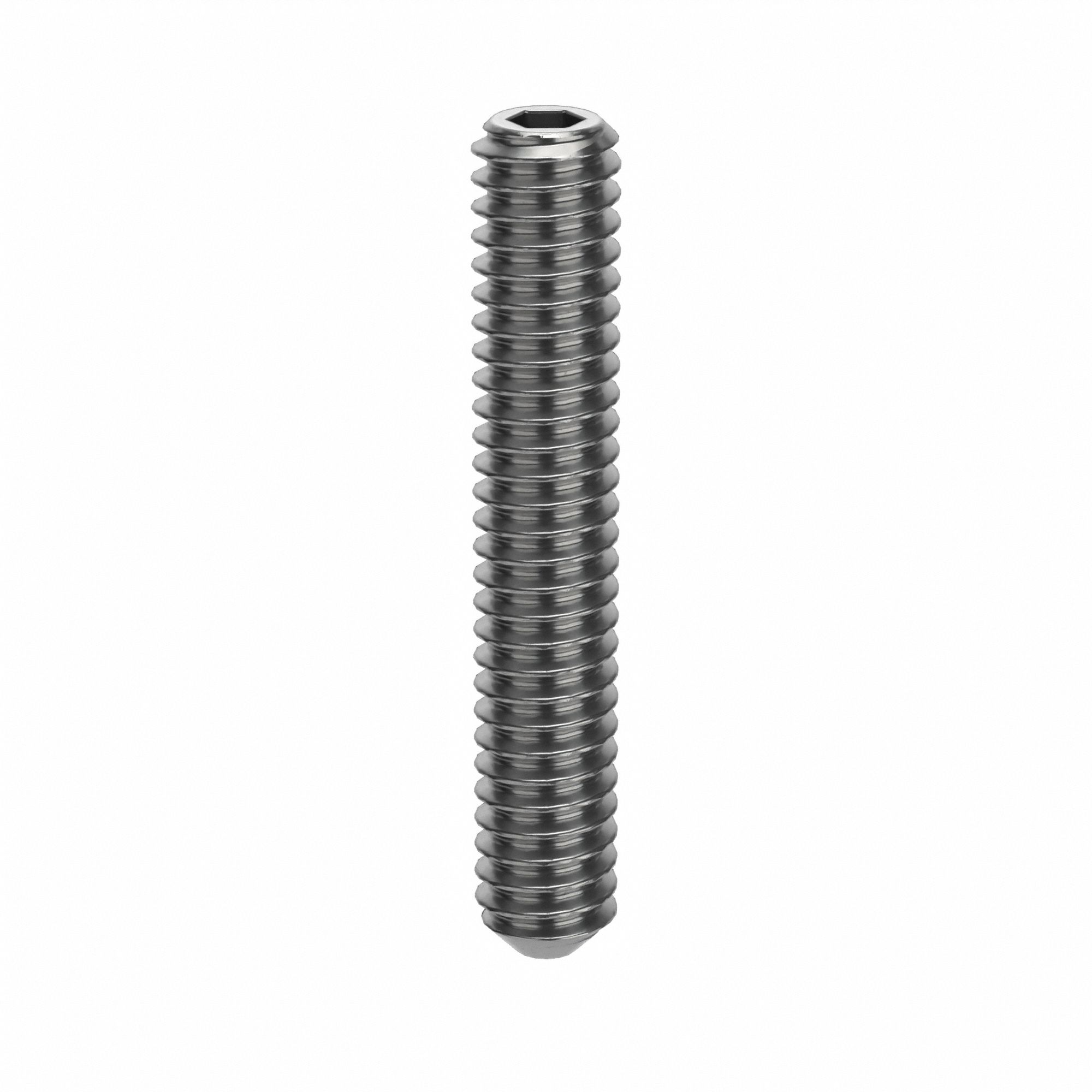 Socket Set Screw: M2x0.4 Thread Size, 12 mm Overall Lg, Flat pt, Stainless Steel, Plain, 100 PK