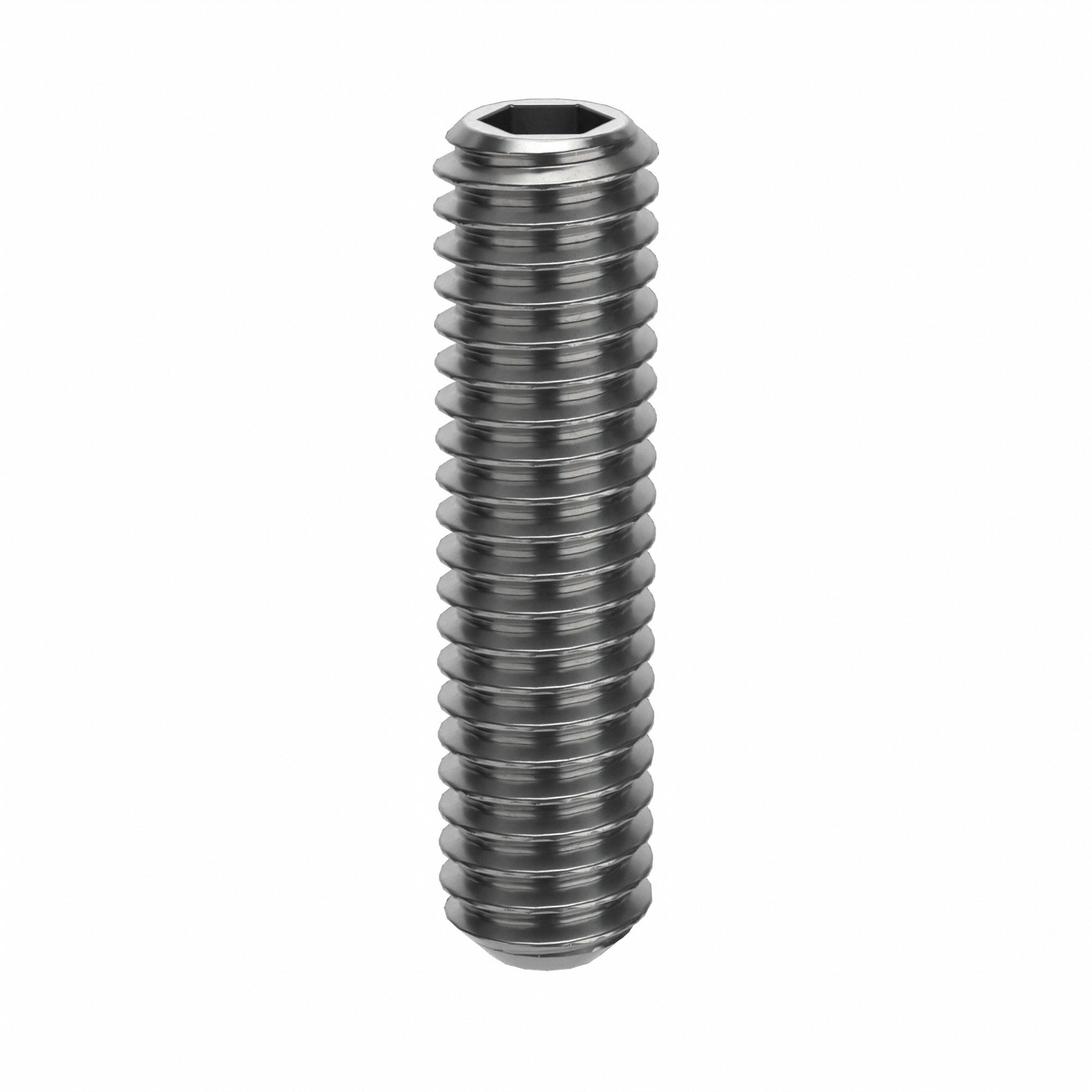 Socket Set Screw: M2.5x0.45 Thread Size, 10 mm Overall Lg, Flat pt, Stainless Steel, Plain, 100 PK