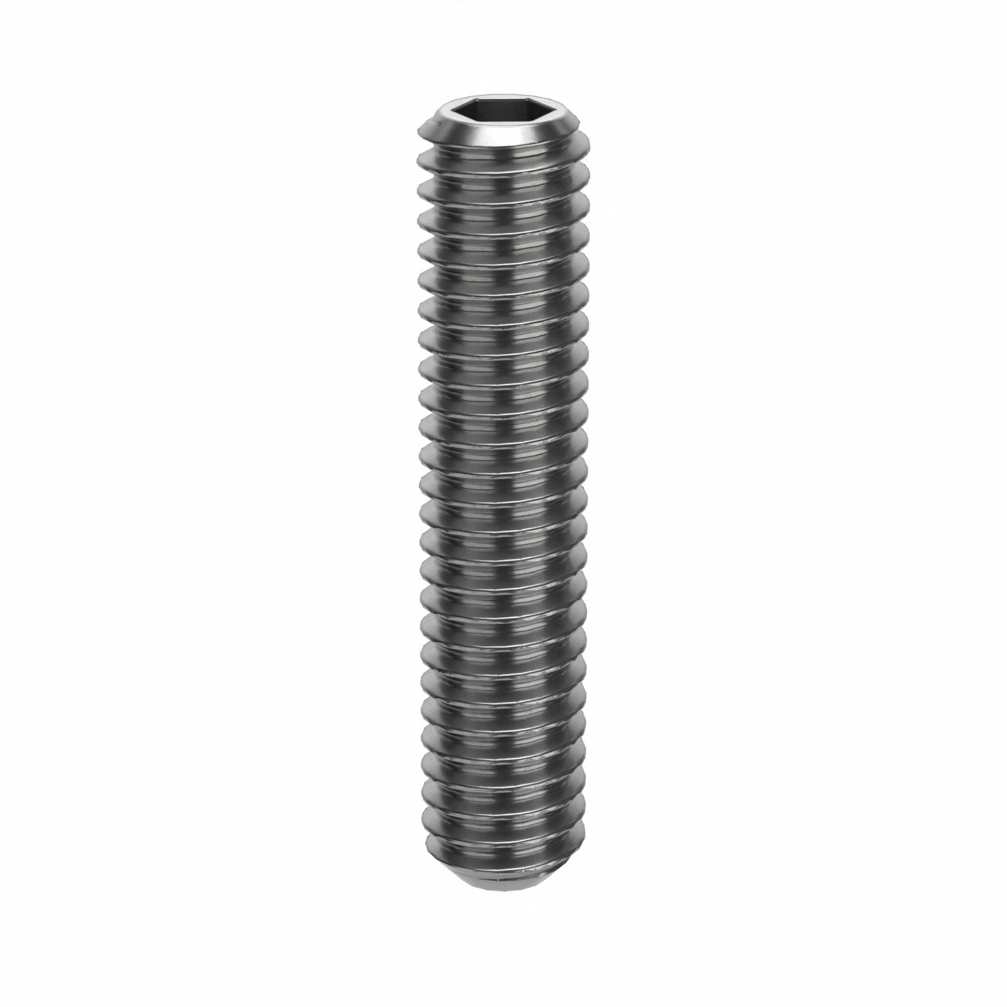 Socket Set Screw: M2.5x0.45 Thread Size, 12 mm Overall Lg, Flat pt, Stainless Steel, Plain, 100 PK