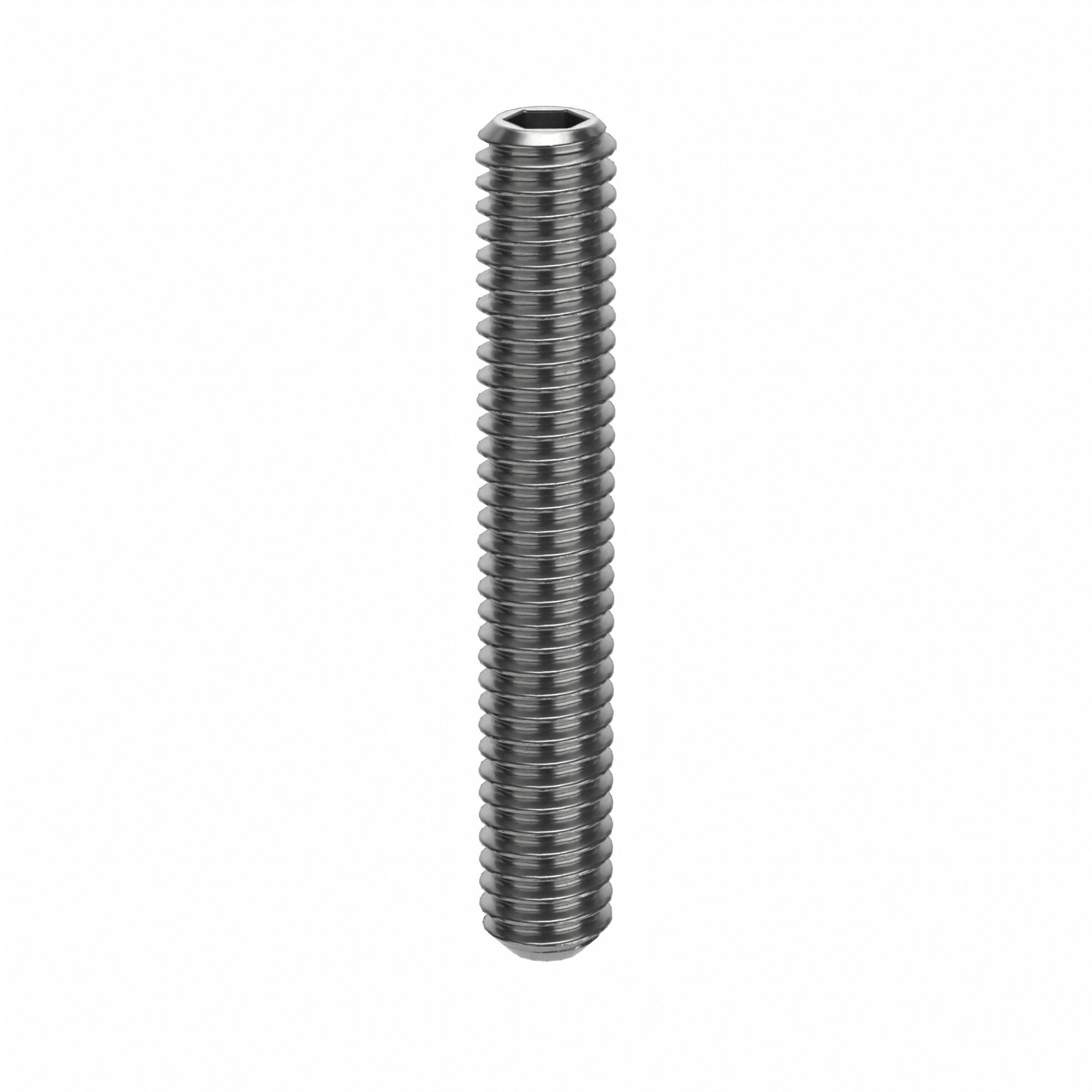 Socket Set Screw: M2.5x0.45 Thread Size, 16 mm Overall Lg, Flat pt, Stainless Steel, Plain, 100 PK