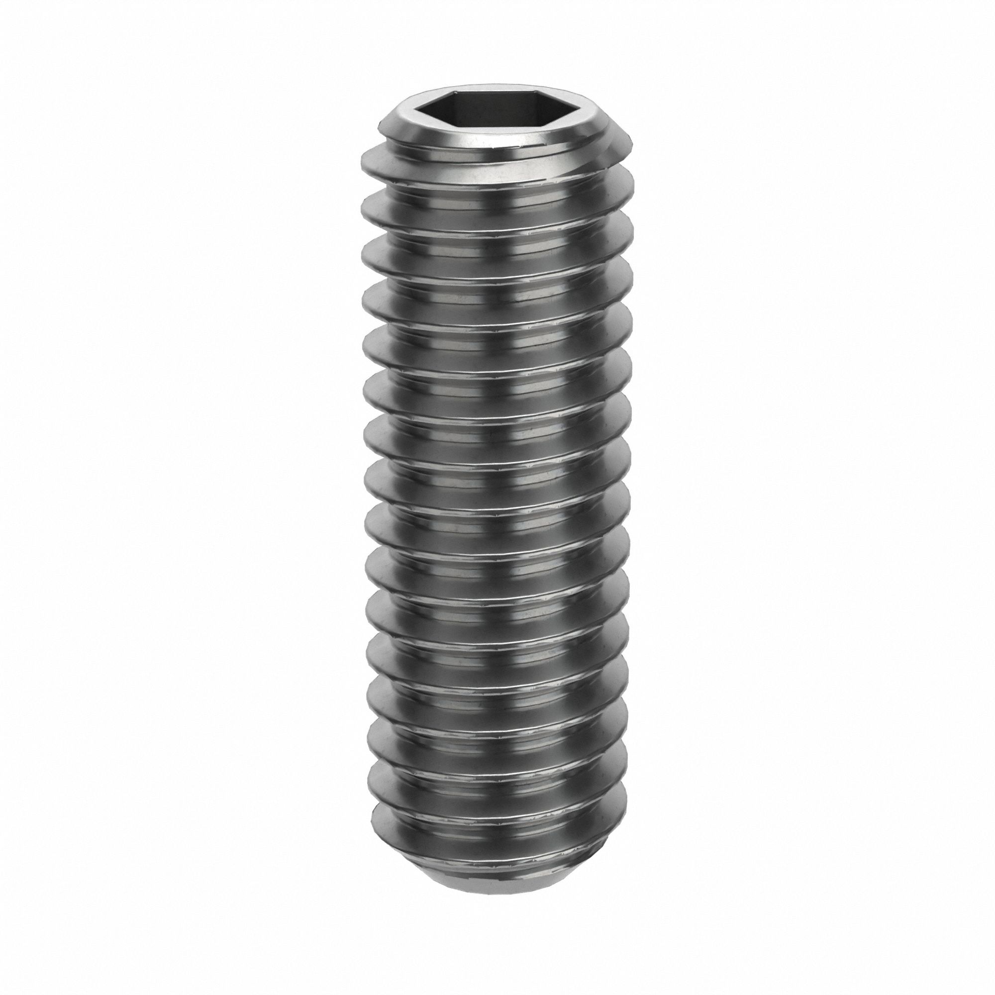 Socket Set Screw: M4x0.7 Thread Size, 12 mm Overall Lg, Flat pt, Stainless Steel, Plain, 100 PK