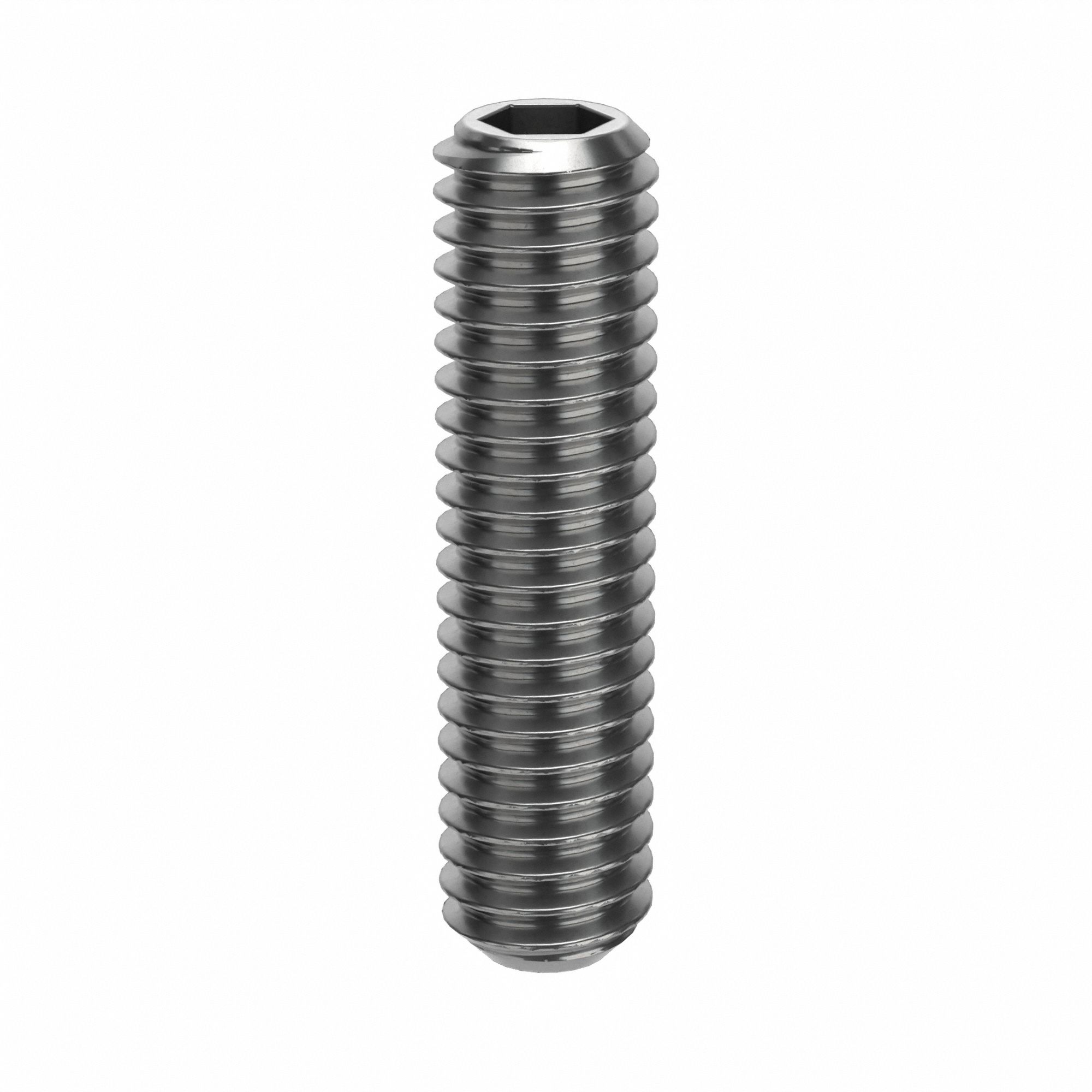 Socket Set Screw: M4x0.7 Thread Size, 16 mm Overall Lg, Flat pt, Stainless Steel, Plain, 100 PK