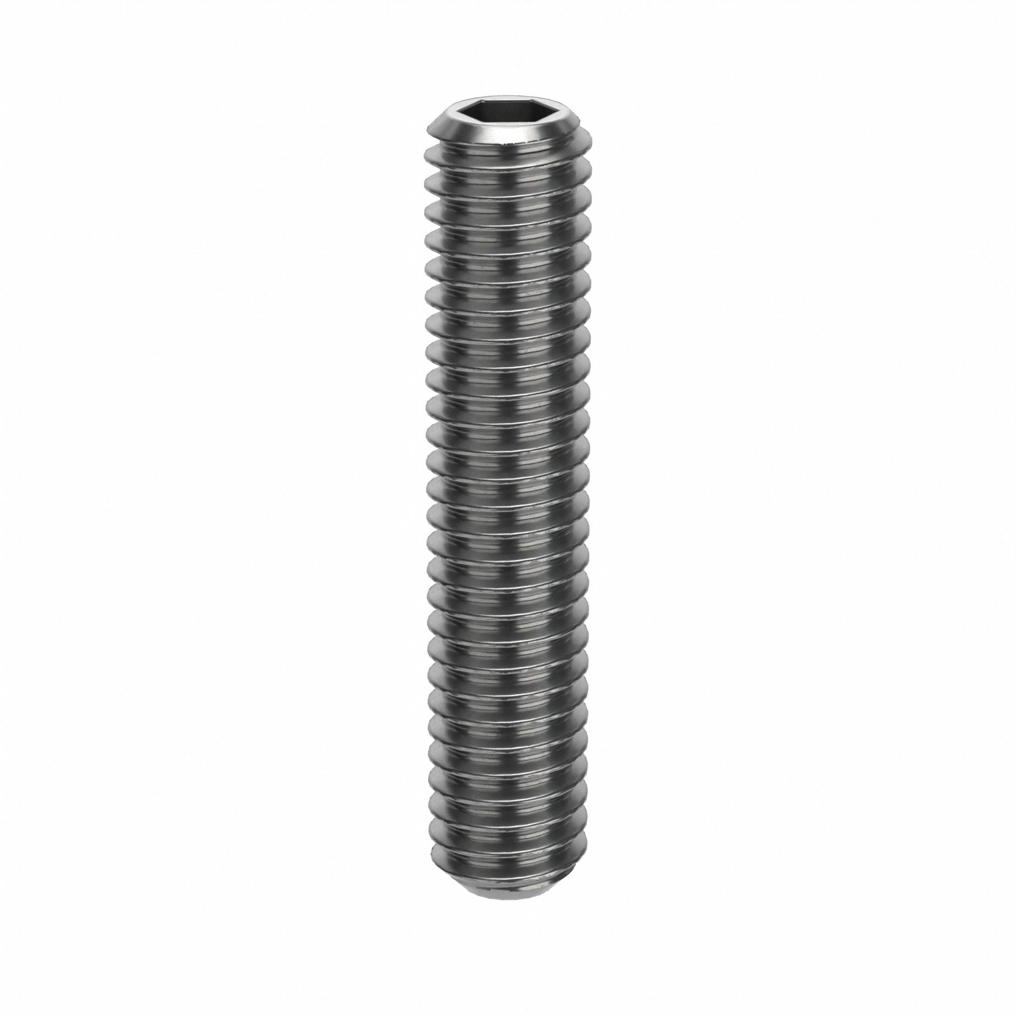 Socket Set Screw: M4x0.7 Thread Size, 20 mm Overall Lg, Flat pt, Stainless Steel, Plain, 100 PK