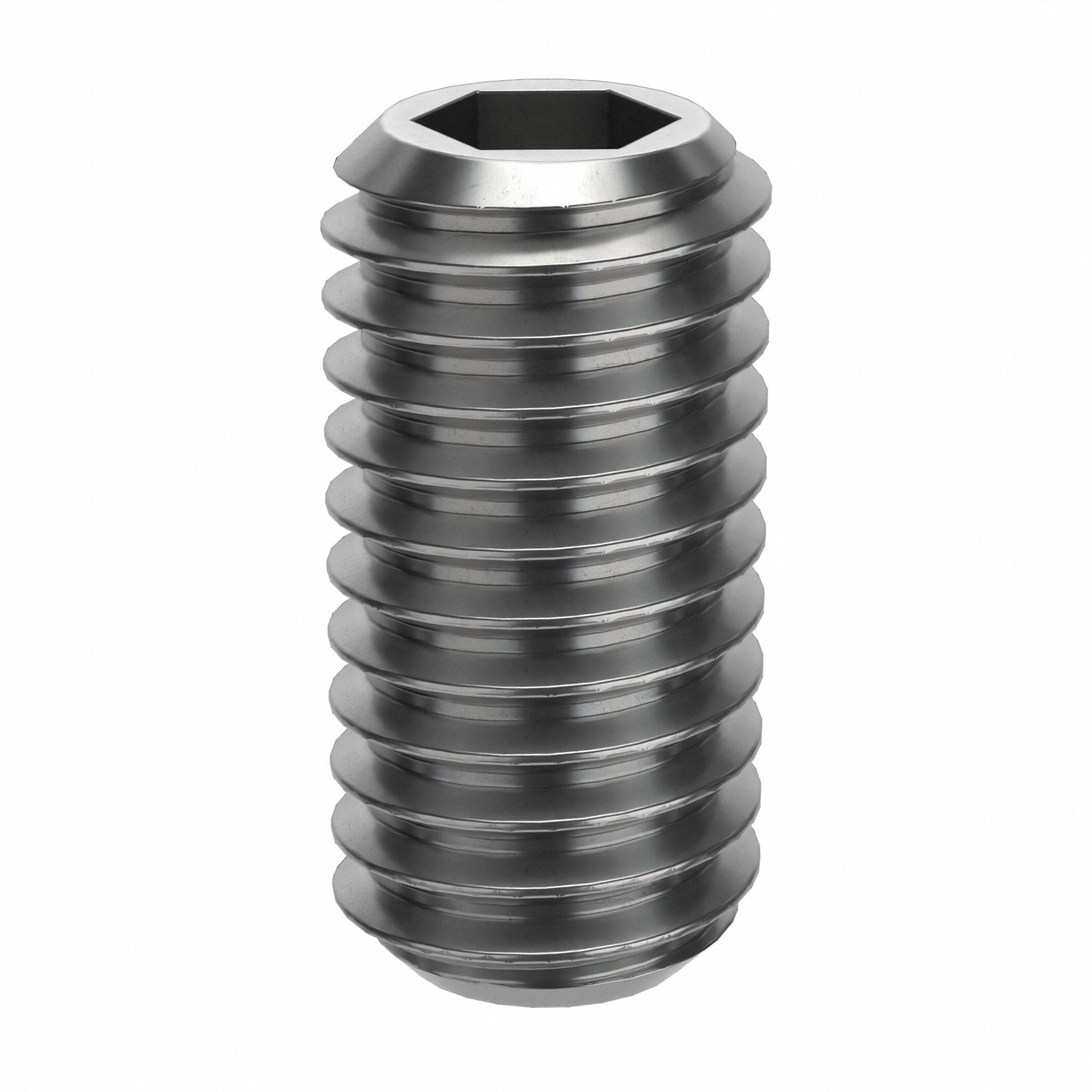 Socket Set Screw: M5x0.8 Thread Size, 10 mm Overall Lg, Flat pt, Stainless Steel, Plain, 100 PK
