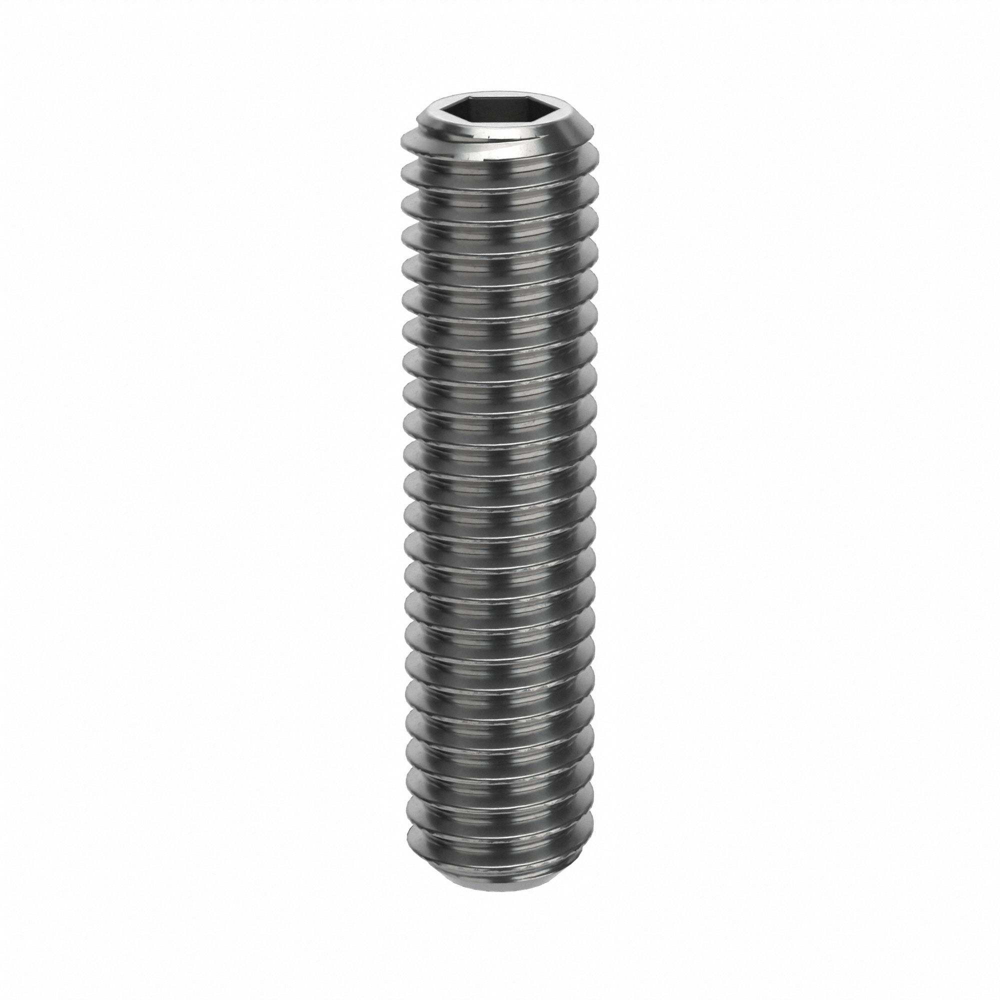 Socket Set Screw: M6x1 Thread Size, 25 mm Overall Lg, Flat pt, Stainless Steel, Plain, 100 PK