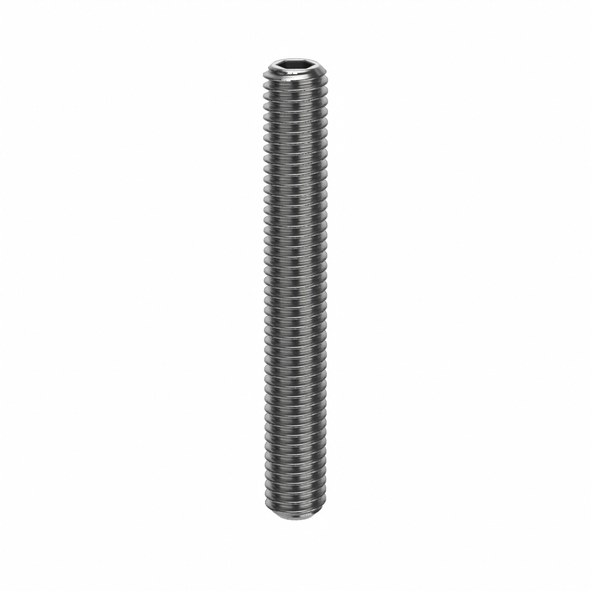 Socket Set Screw: M6x1 Thread Size, 45 mm Overall Lg, Flat pt, Stainless Steel, Plain, 100 PK