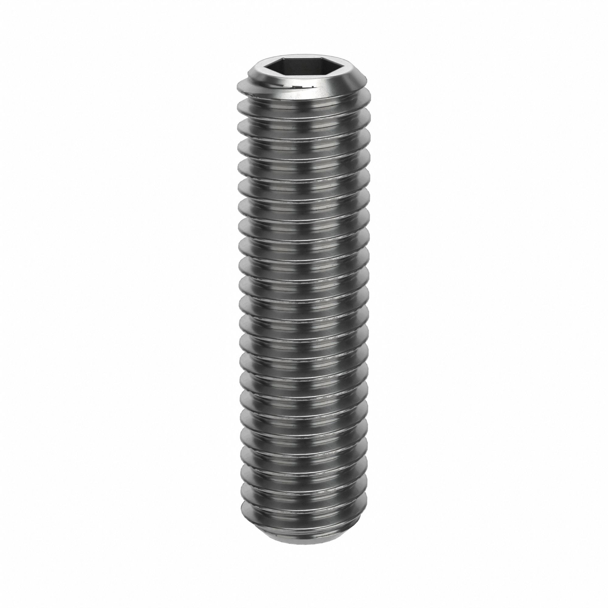 Socket Set Screw: M8x1.25 Thread Size, 30 mm Overall Lg, Flat pt, Stainless Steel, Plain, 100 PK