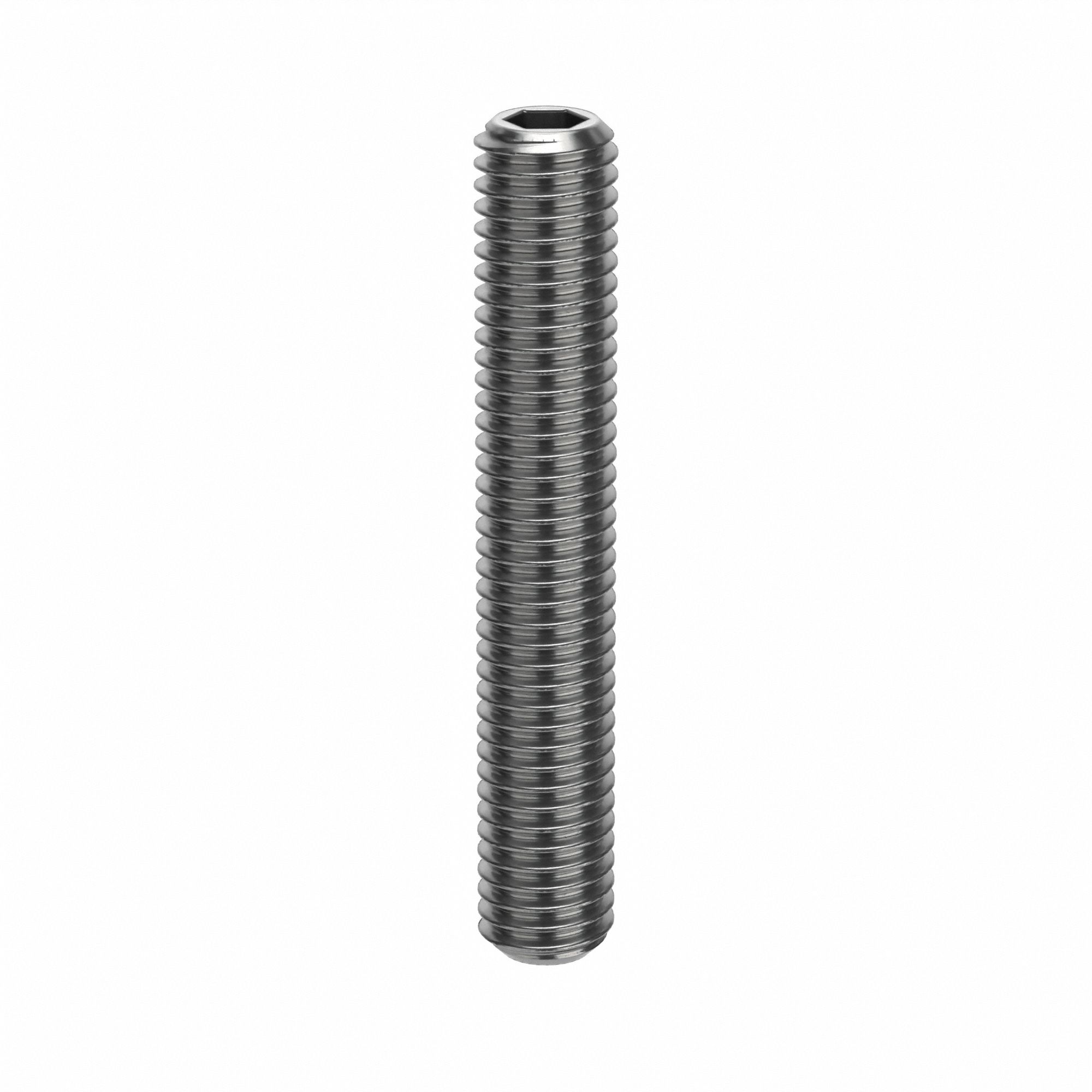 Socket Set Screw: M8x1.25 Thread Size, 50 mm Overall Lg, Flat pt, Stainless Steel, Plain, 50 PK