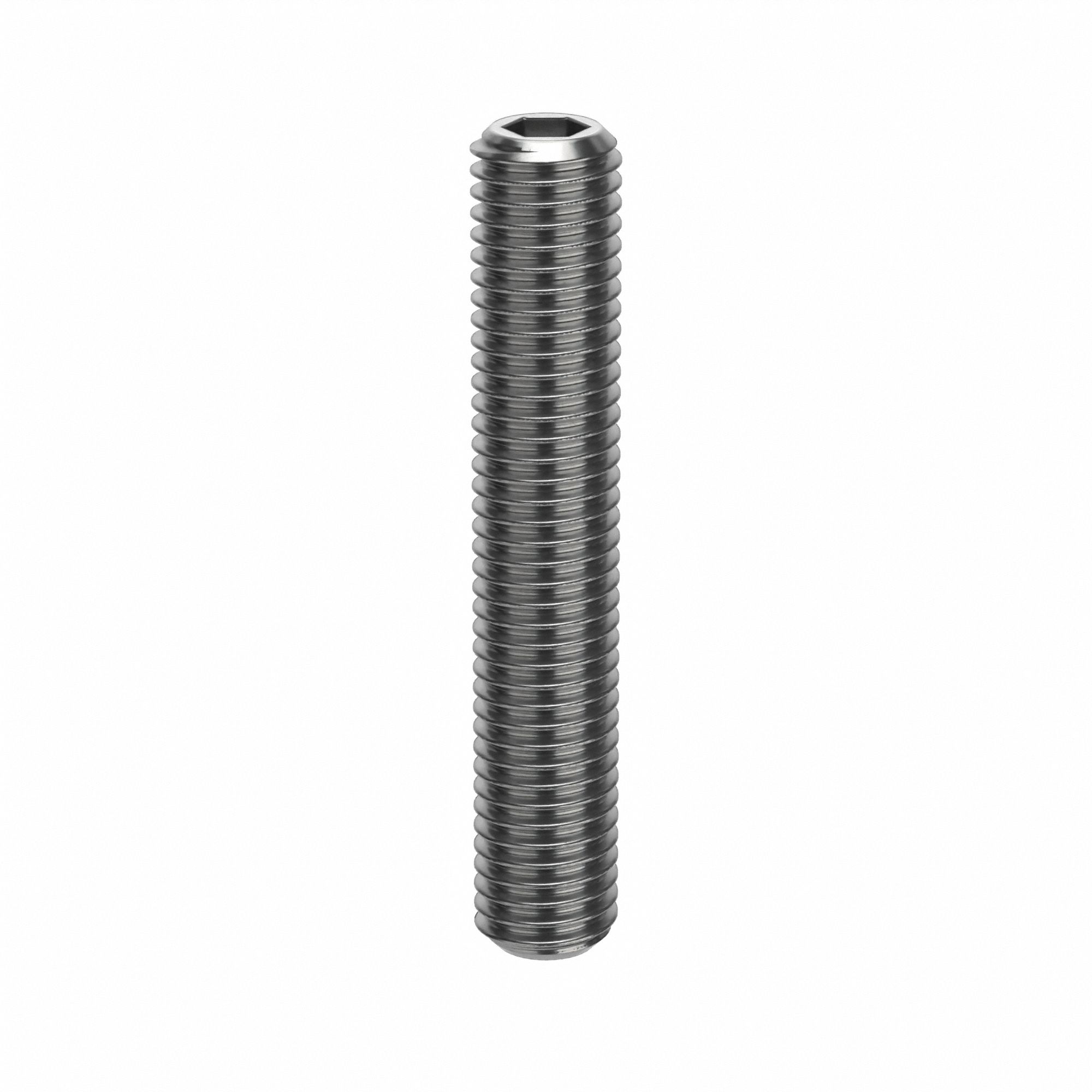 Socket Set Screw: M12x1.75 Thread Size, 70 mm Overall Lg, Flat pt, Stainless Steel, Plain, 50 PK