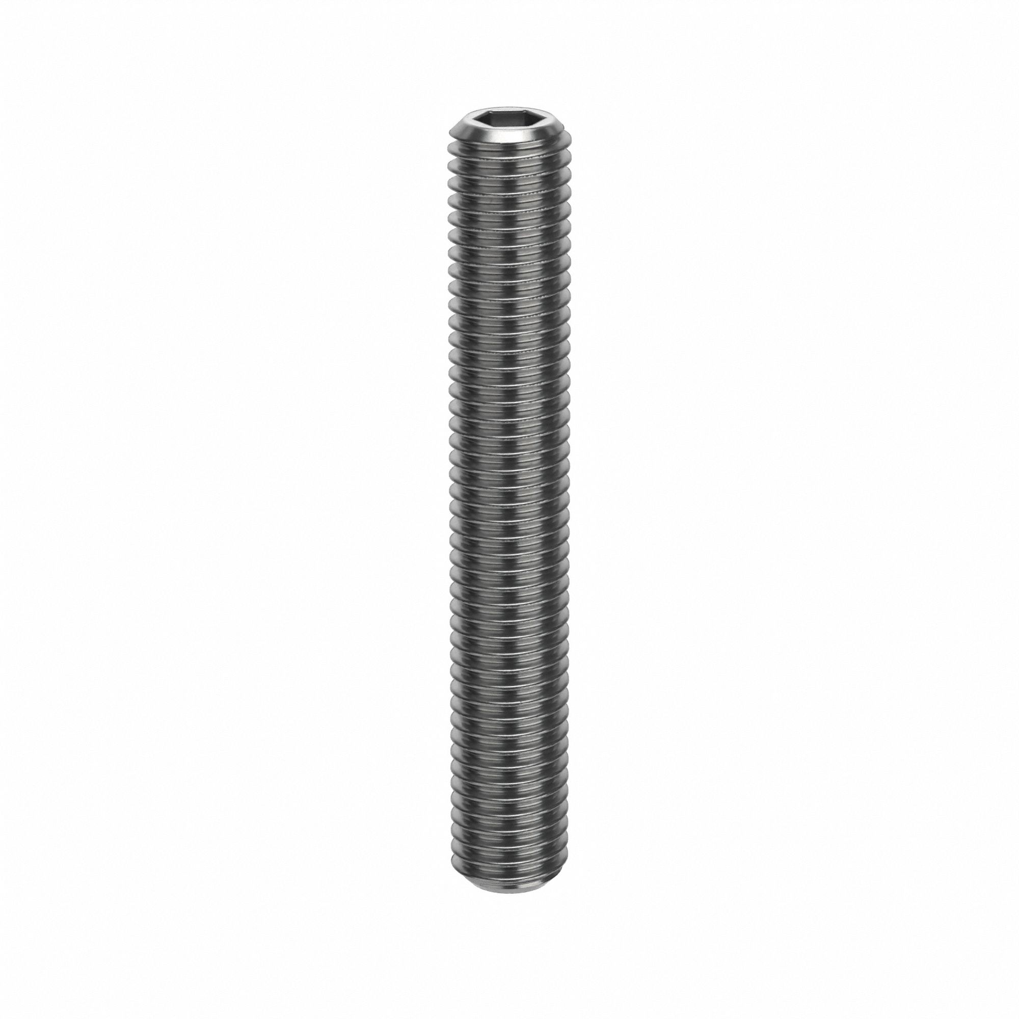 Socket Set Screw: M12x1.75 Thread Size, 80 mm Overall Lg, Flat pt, Stainless Steel, Plain, 50 PK