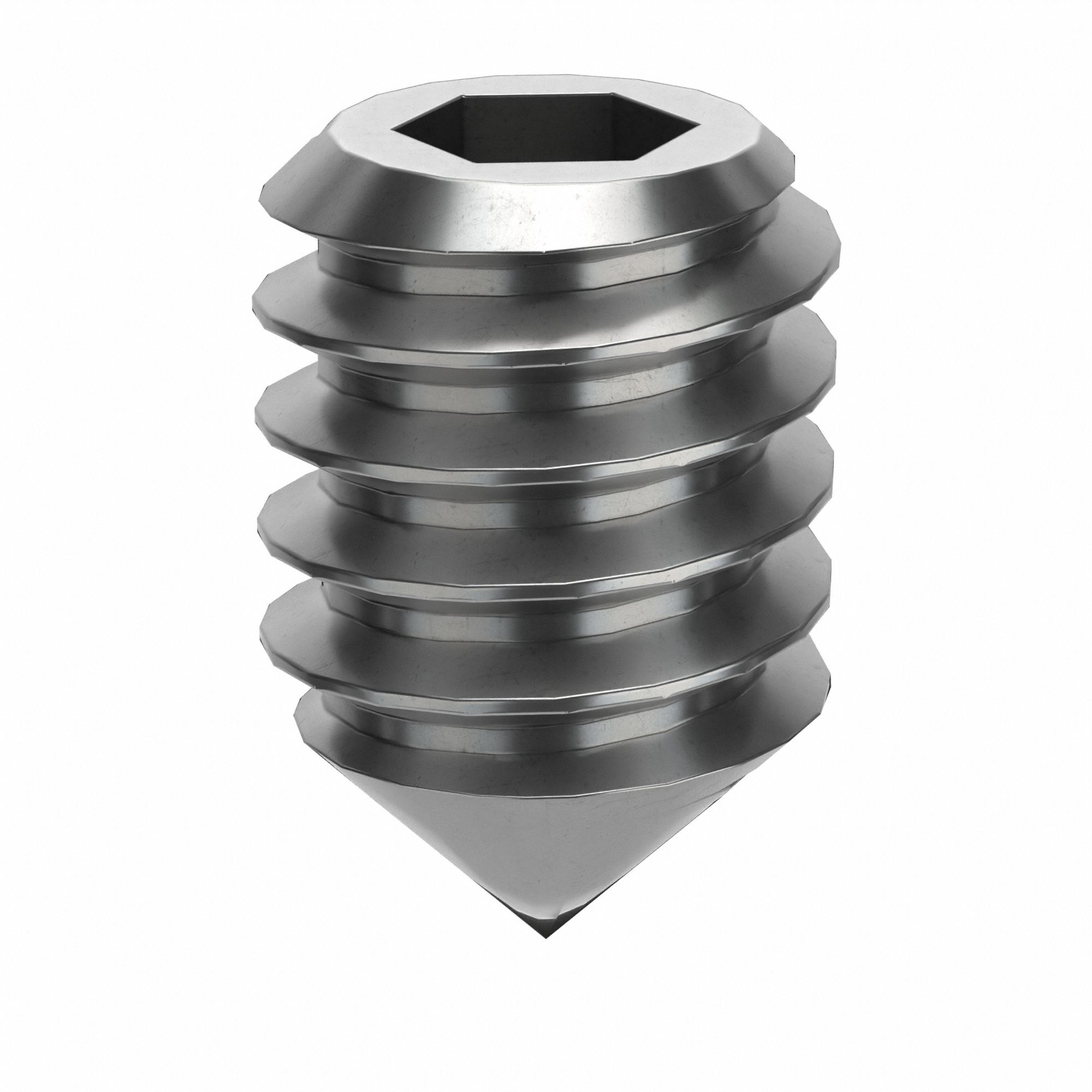 Socket Set Screw: M2x0.4 Thread Size, 3 mm Overall Lg, Cone pt, Stainless Steel, Plain, 100 PK