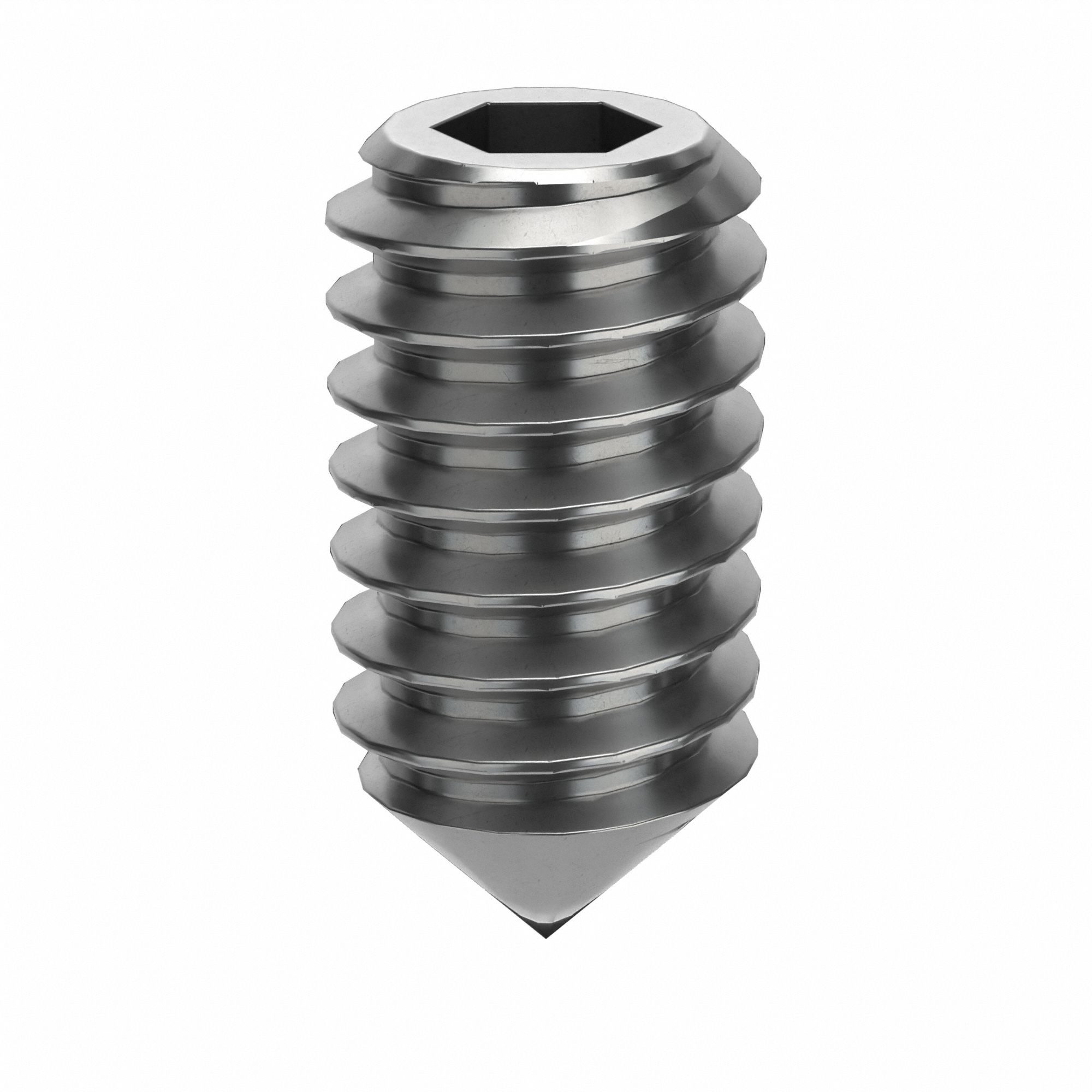Socket Set Screw: M2x0.4 Thread Size, 4 mm Overall Lg, Cone pt, Stainless Steel, Plain, 100 PK