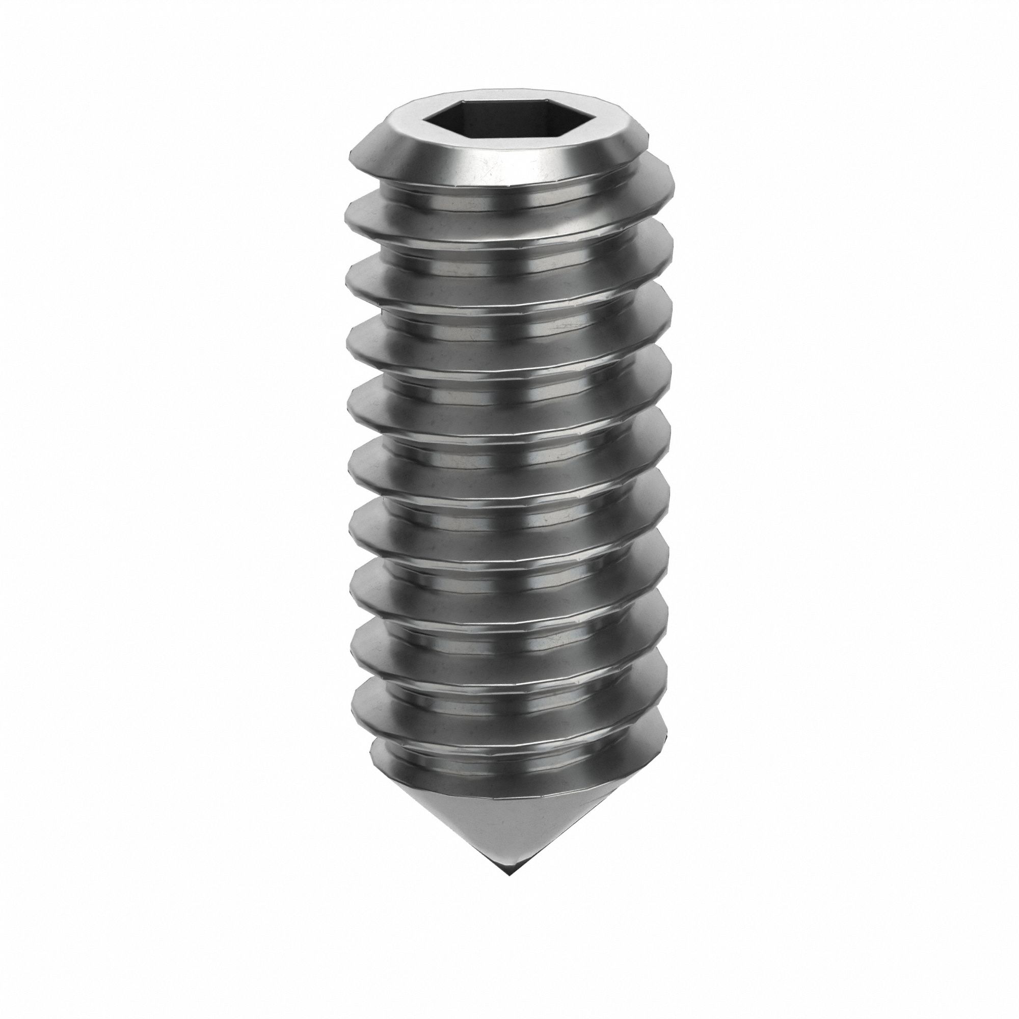 Socket Set Screw: M2x0.4 Thread Size, 5 mm Overall Lg, Cone pt, Stainless Steel, Plain, 100 PK