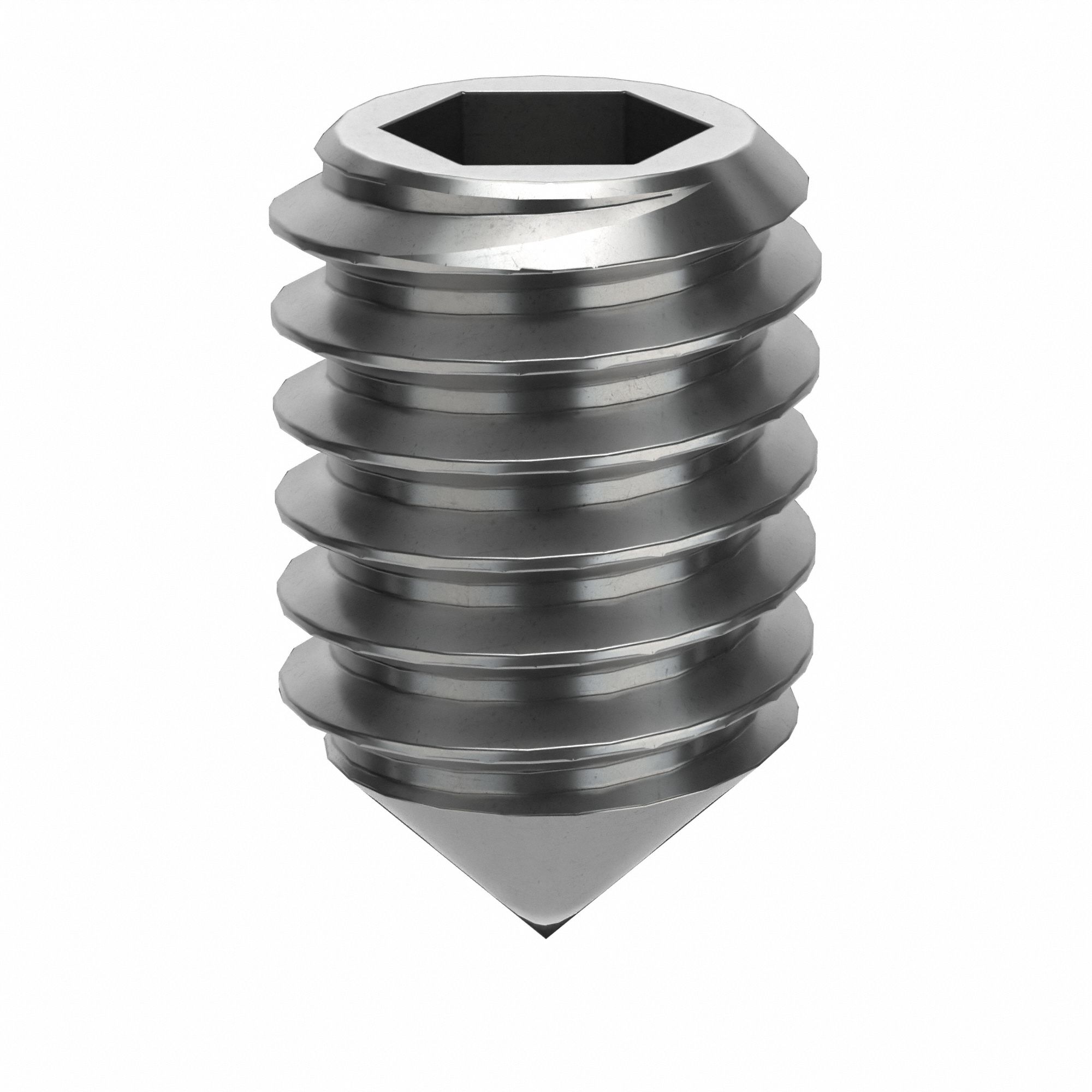 Socket Set Screw: M2.5x0.45 Thread Size, 4 mm Overall Lg, Cone pt, Stainless Steel, Plain, 100 PK