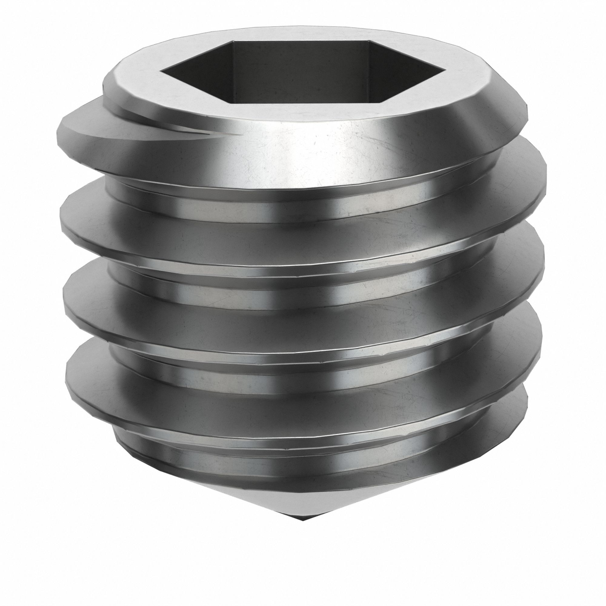 Socket Set Screw: M4x0.7 Thread Size, 4 mm Overall Lg, Cone pt, Stainless Steel, Plain, 100 PK