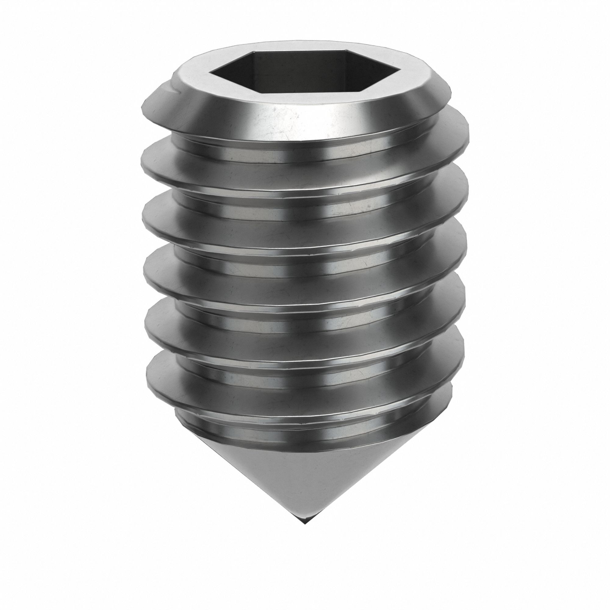 Socket Set Screw: M4x0.7 Thread Size, 6 mm Overall Lg, Cone pt, Stainless Steel, Plain, 100 PK