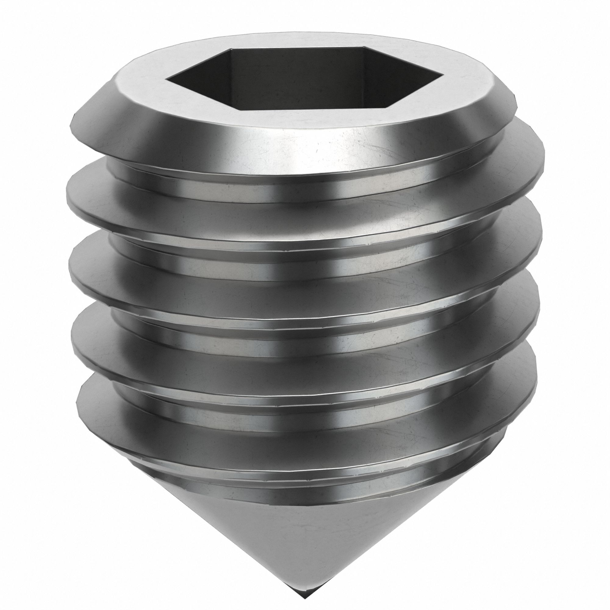 Socket Set Screw: M5x0.8 Thread Size, 6 mm Overall Lg, Cone pt, Stainless Steel, Plain, 100 PK