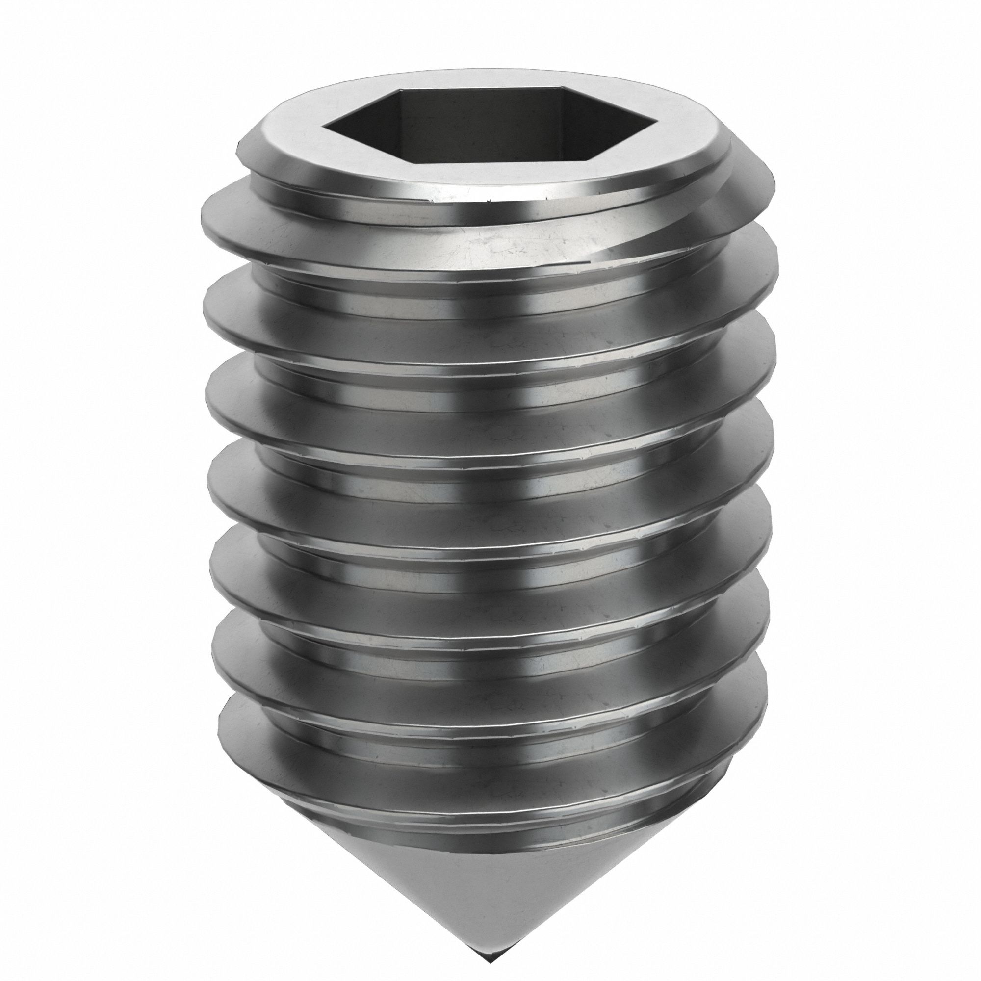 Socket Set Screw: M5x0.8 Thread Size, 8 mm Overall Lg, Cone pt, Stainless Steel, Plain, 100 PK