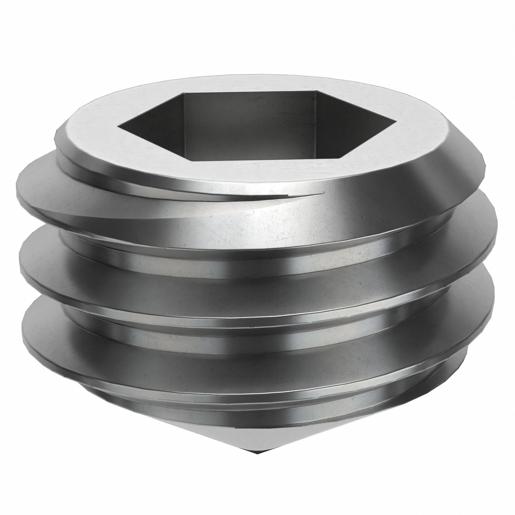 Socket Set Screw: M8x1.25 Thread Size, 6 mm Overall Lg, Cone pt, Stainless Steel, Plain, 100 PK