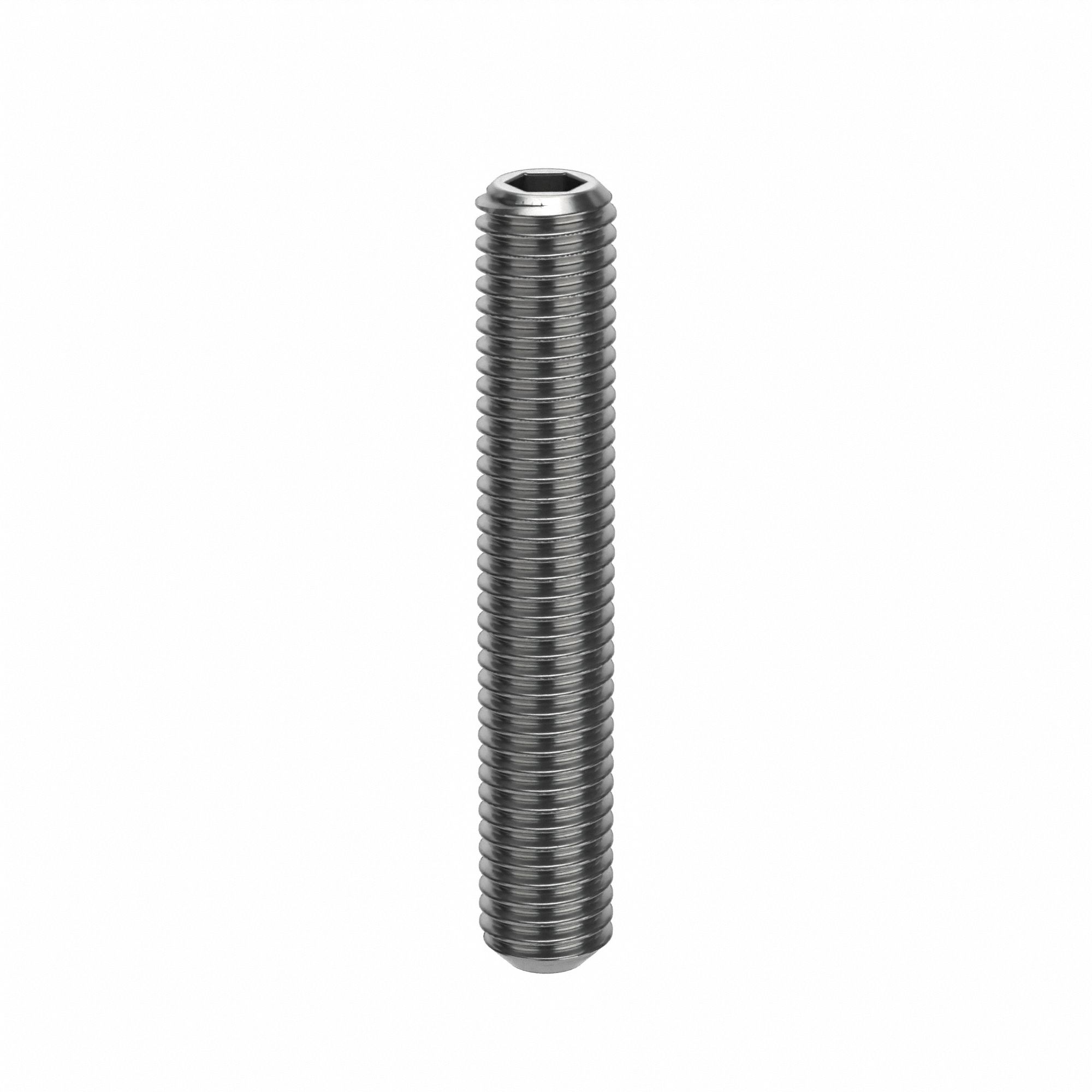 Socket Set Screw: M10x1.5 Thread Size, 60 mm Overall Lg, Cup pt, Stainless Steel, Plain, 50 PK