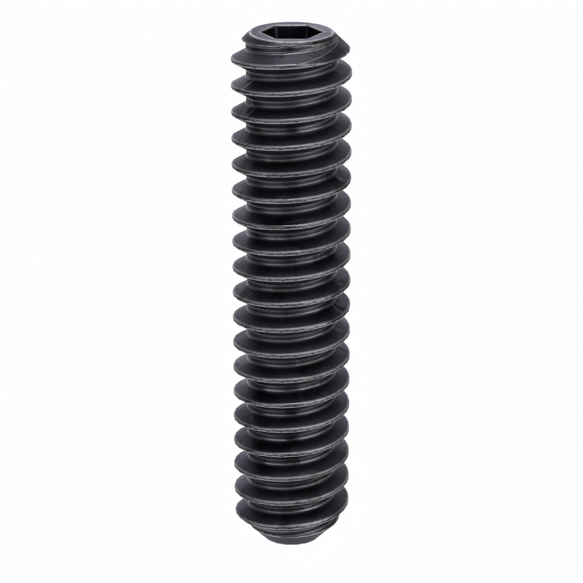 Socket Set Screw: #6-32 Thread Size, 5/8 in Overall Lg, Flat pt, Alloy Steel, Black Oxide, 100 PK