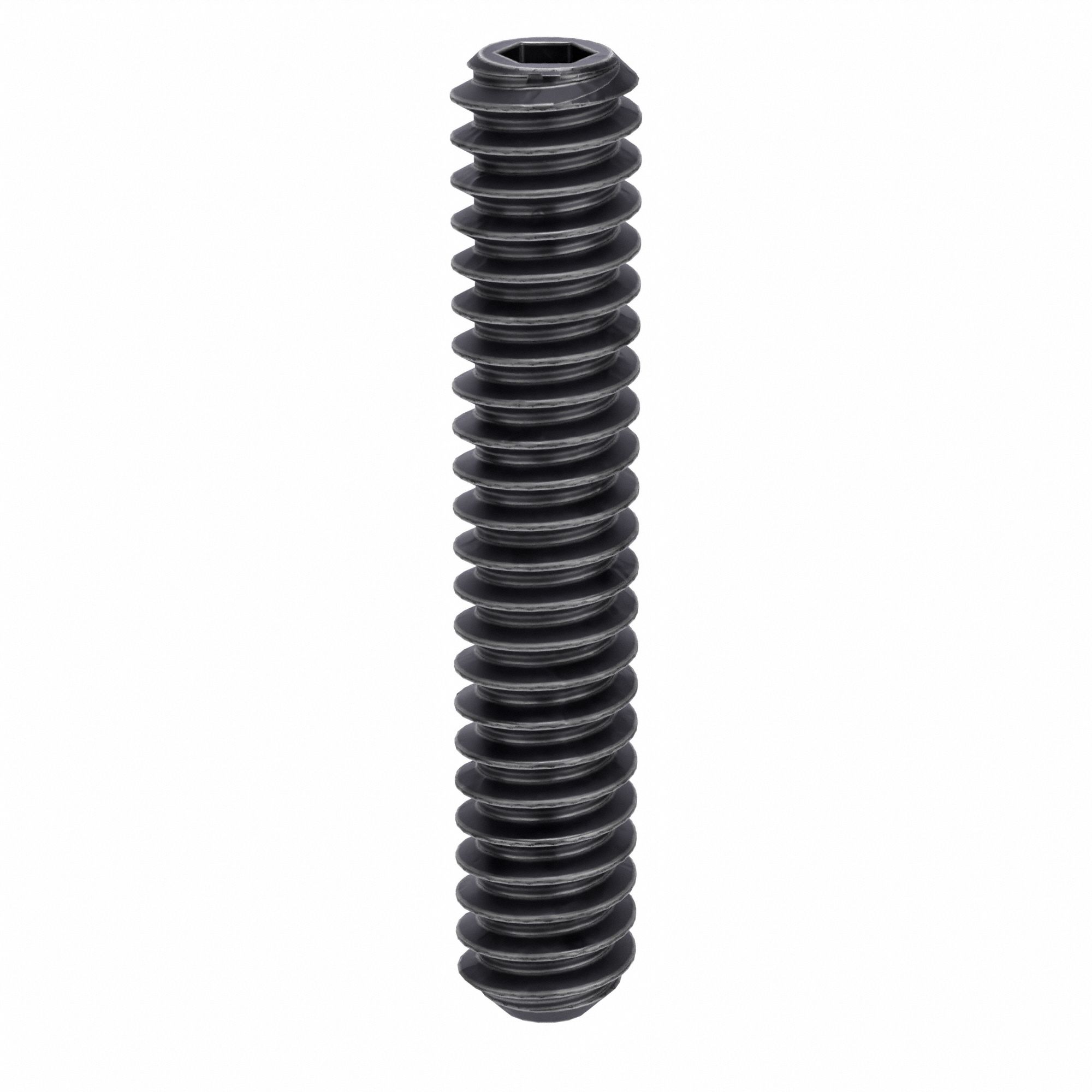 Socket Set Screw: #6-32 Thread Size, 3/4 in Overall Lg, Flat pt, Alloy Steel, Black Oxide, 100 PK