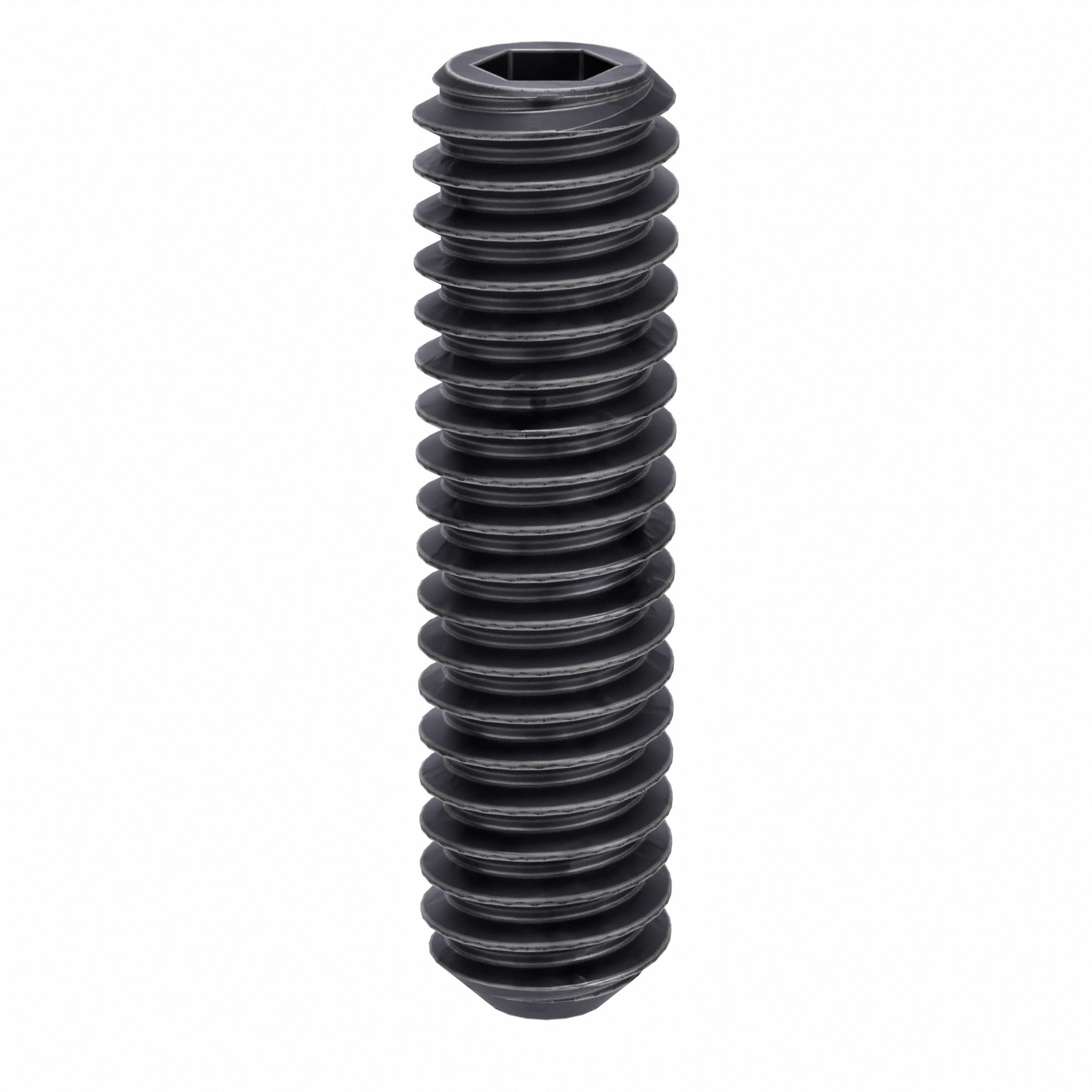 Socket Set Screw: #8-32 Thread Size, 5/8 in Overall Lg, Flat pt, Alloy Steel, Black Oxide, 100 PK