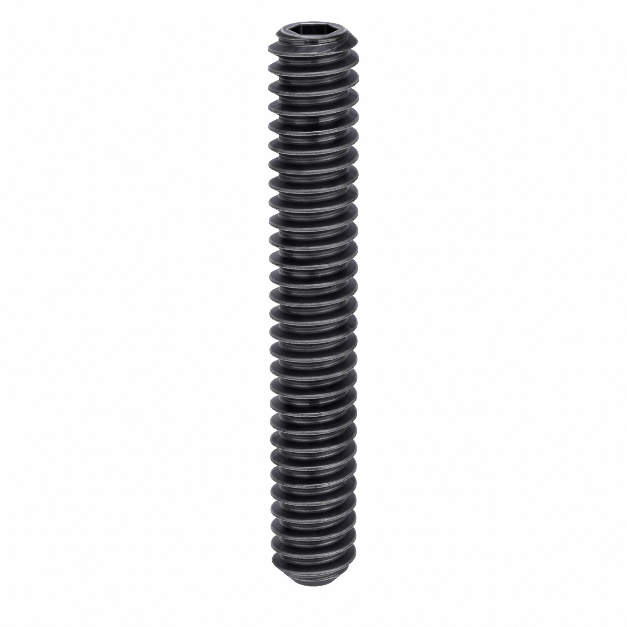 Socket Set Screw: #10-24 Thread Size, 1 1/4 in Overall Lg, Flat pt, Alloy Steel, Black Oxide, 100 PK