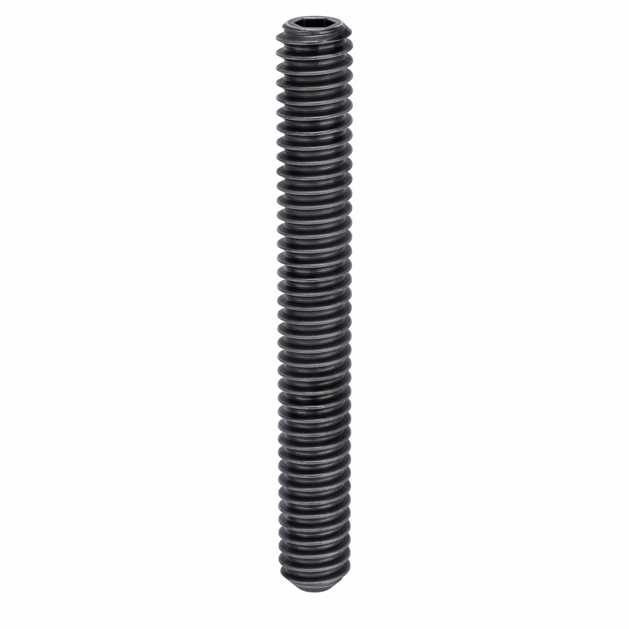 Socket Set Screw: 1/4"-20 Thread Size, 2 in Overall Lg, Flat pt, Alloy Steel, Black Oxide, 100 PK