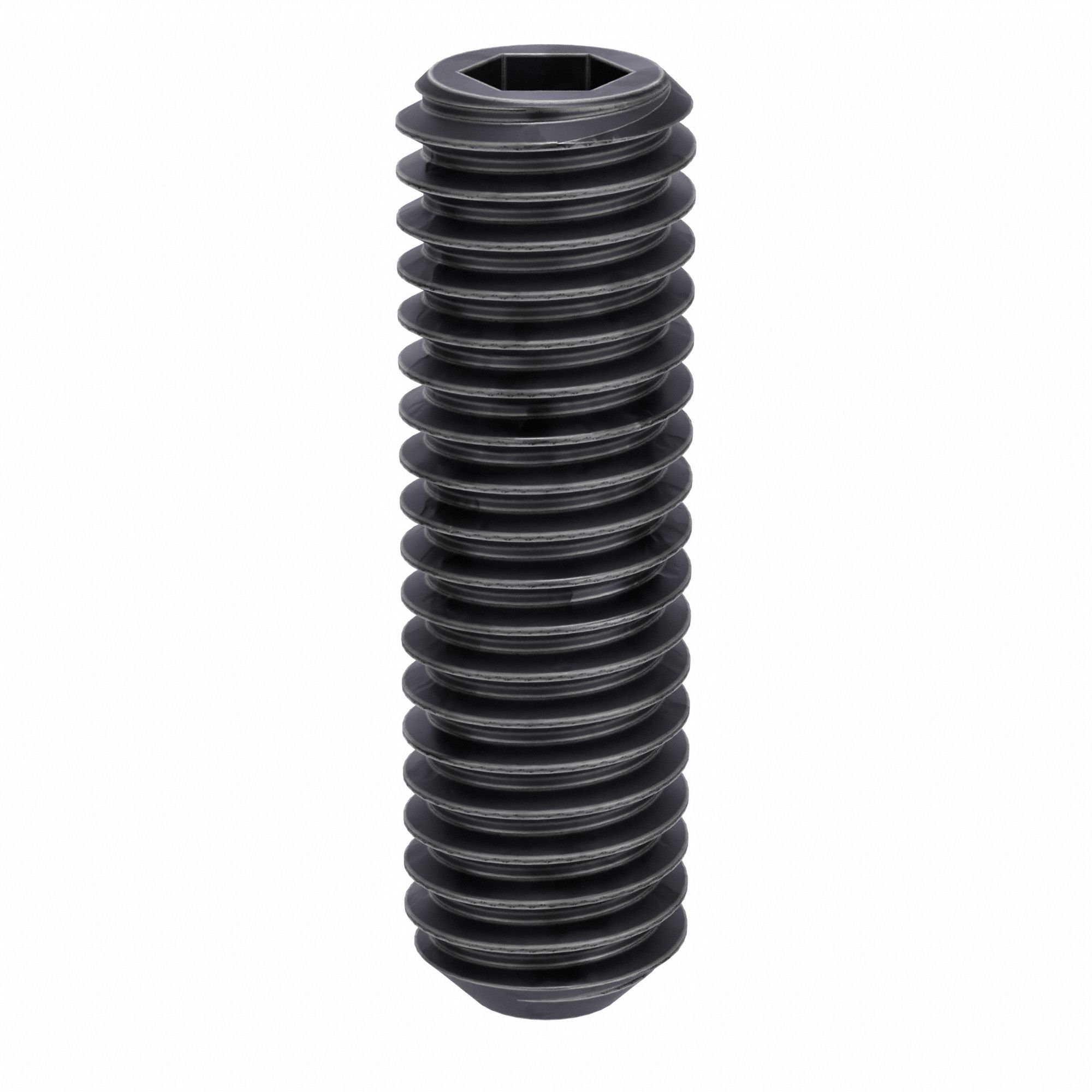 Socket Set Screw: 3/8"-16 Thread Size, 1 1/4 in Overall Lg, Flat pt, Alloy Steel, Socket, 100 PK