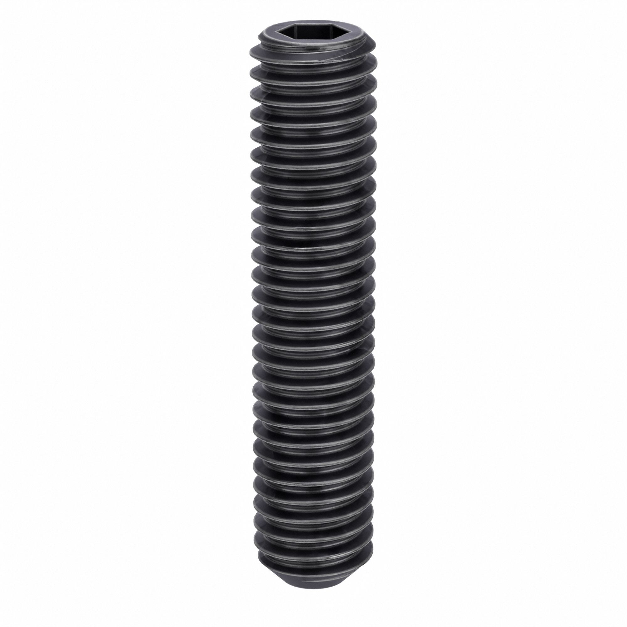 Socket Set Screw: 3/8"-16 Thread Size, 1 3/4 in Overall Lg, Flat pt, Alloy Steel, Black Oxide, 50 PK