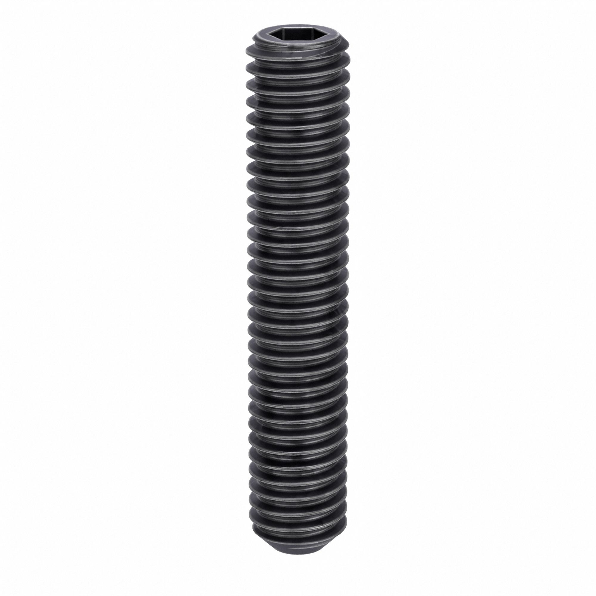 Socket Set Screw: 3/8"-16 Thread Size, 2 in Overall Lg, Flat pt, Alloy Steel, Black Oxide, 25 PK
