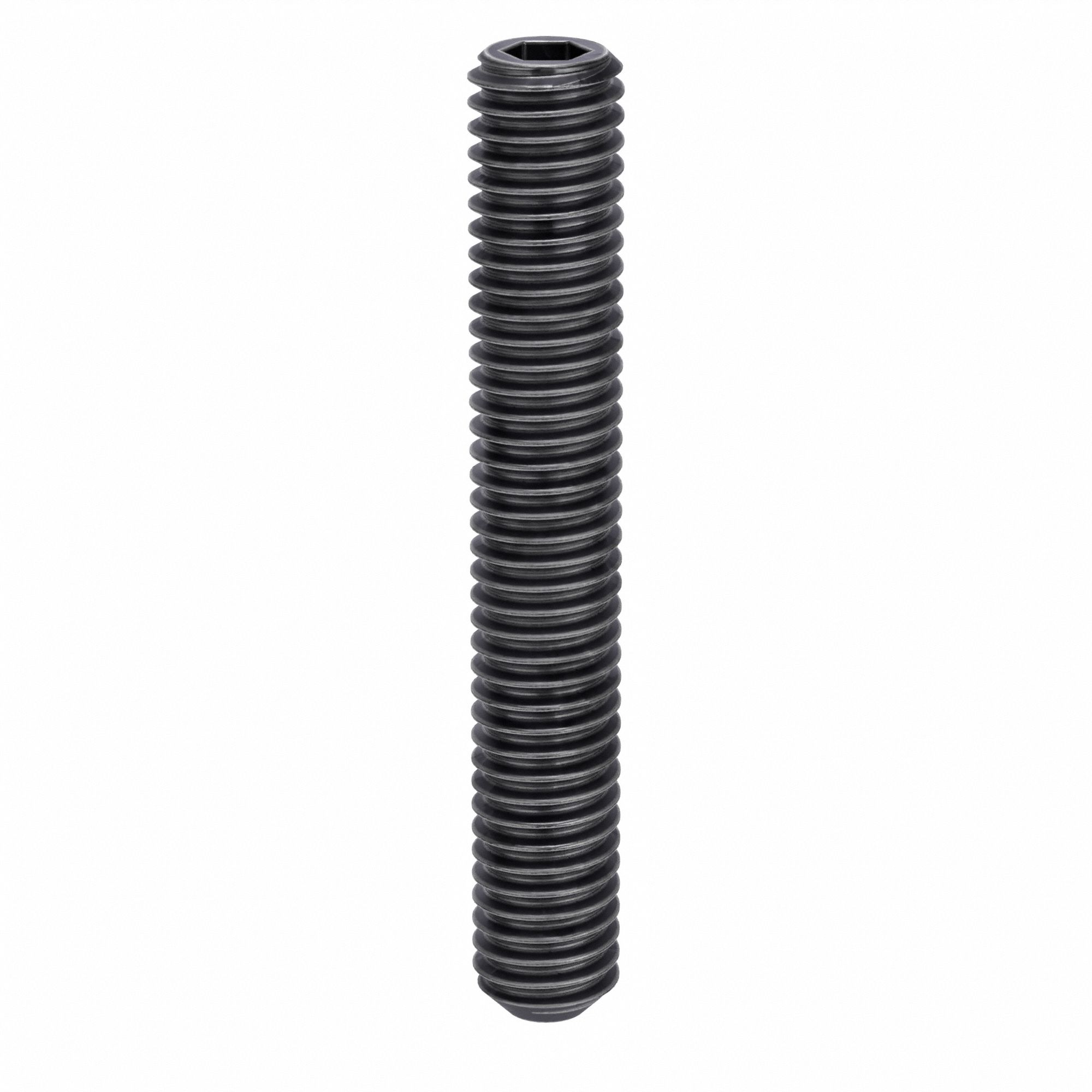 Socket Set Screw: 3/8"-16 Thread Size, 2 1/2 in Overall Lg, Flat pt, Alloy Steel, Black Oxide, 25 PK