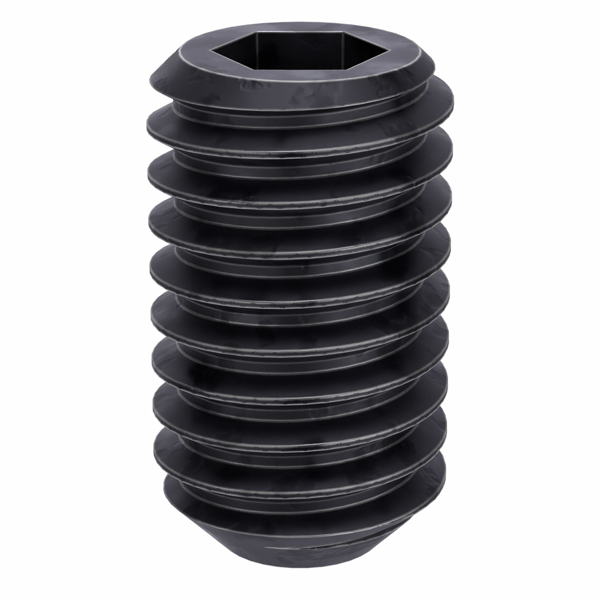 Socket Set Screw: 7/16"-14 Thread Size, 3/4 in Overall Lg, Flat pt, Alloy Steel, Black Oxide, 50 PK