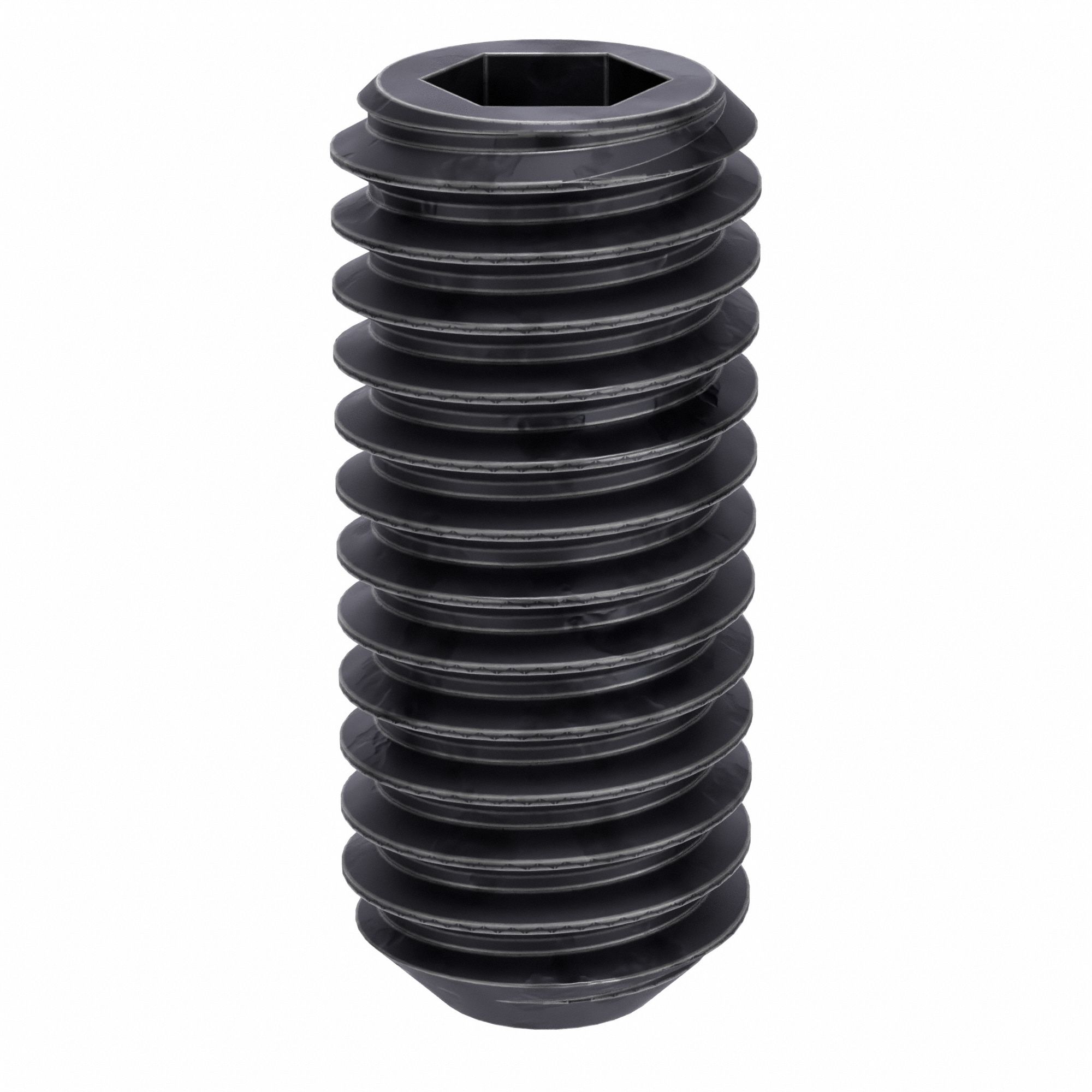 Socket Set Screw: 7/16"-14 Thread Size, 1 in Overall Lg, Flat pt, Alloy Steel, Black Oxide, 50 PK