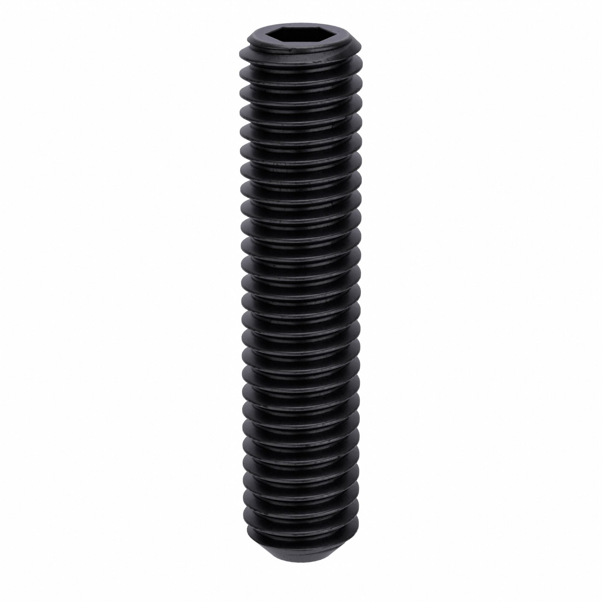 Socket Set Screw: 7/16"-14 Thread Size, 2 in Overall Lg, Flat pt, Alloy Steel, Plain, Socket, 10 PK