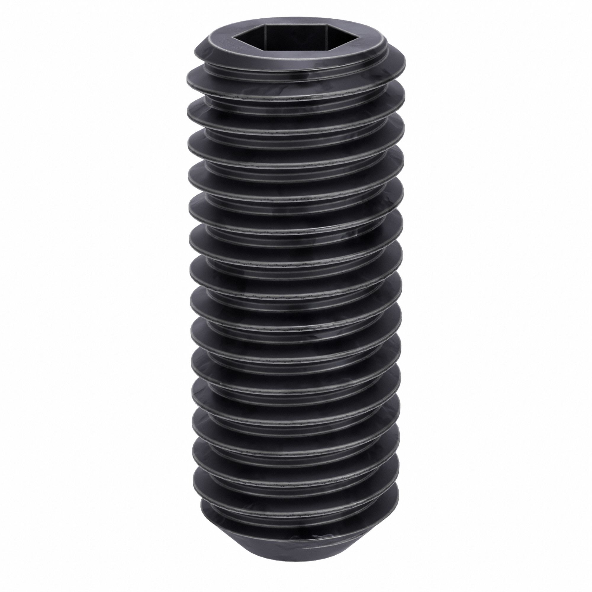 Socket Set Screw: 1/2"-13 Thread Size, 1 1/4 in Overall Lg, Flat pt, Alloy Steel, Black Oxide, 25 PK