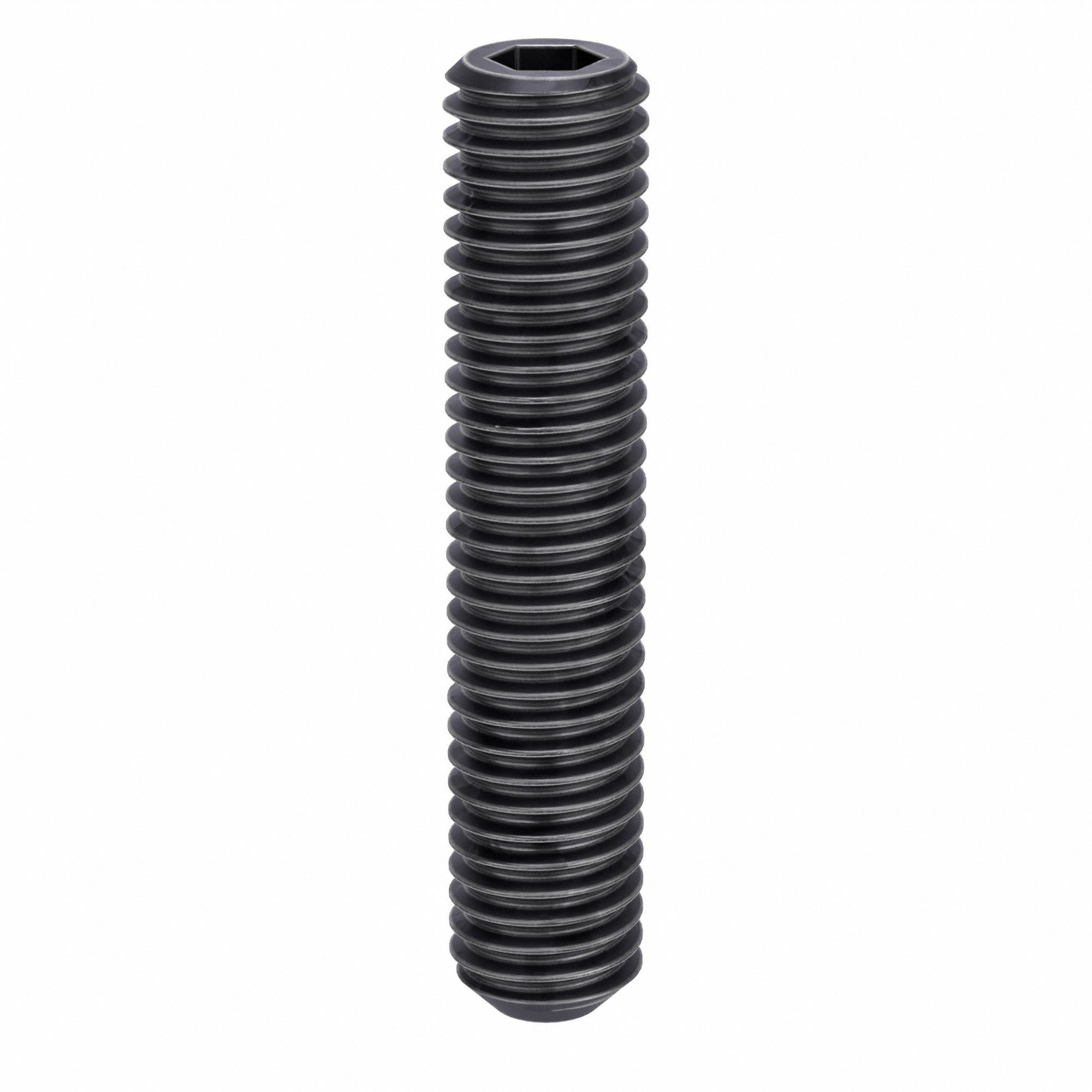 Socket Set Screw: 1/2"-13 Thread Size, 2 1/2 in Overall Lg, Flat pt, Alloy Steel, Black Oxide, 10 PK
