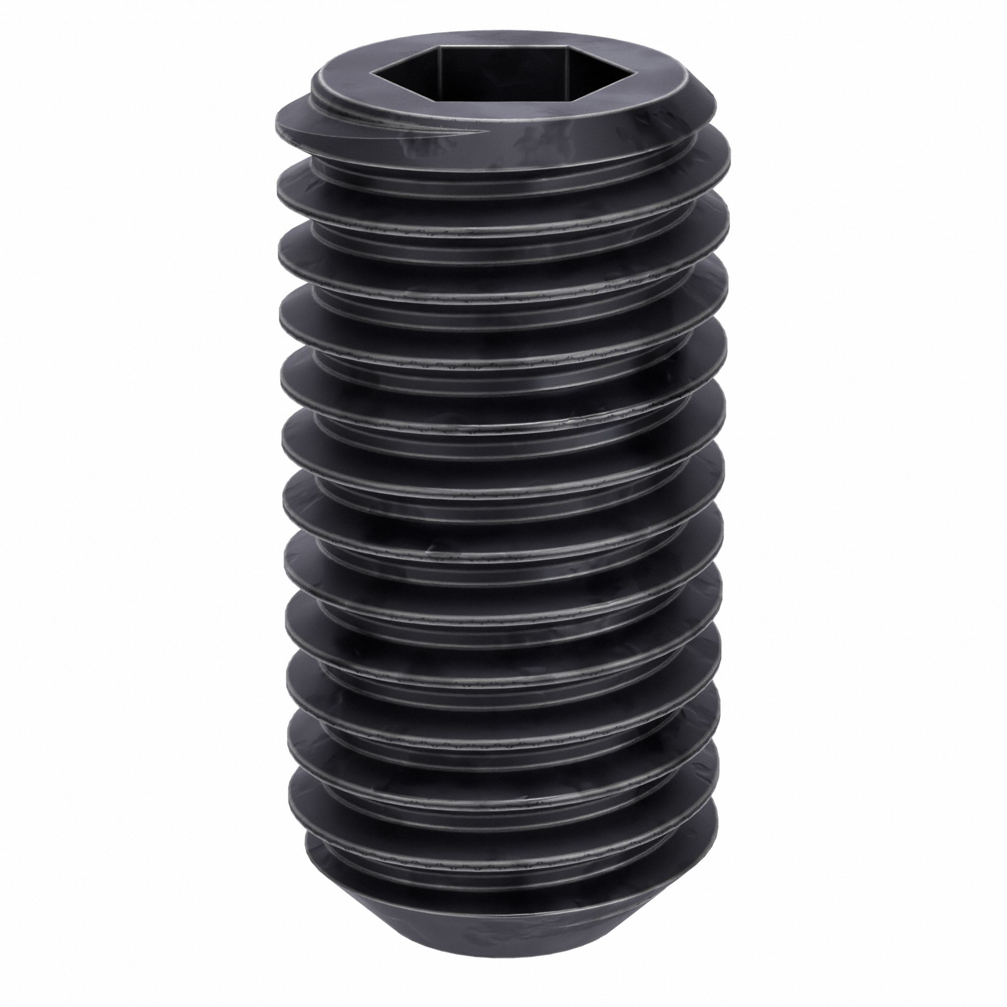 Socket Set Screw: 5/8"-11 Thread Size, 1 1/4 in Overall Lg, Flat pt, Alloy Steel, Black Oxide, 10 PK