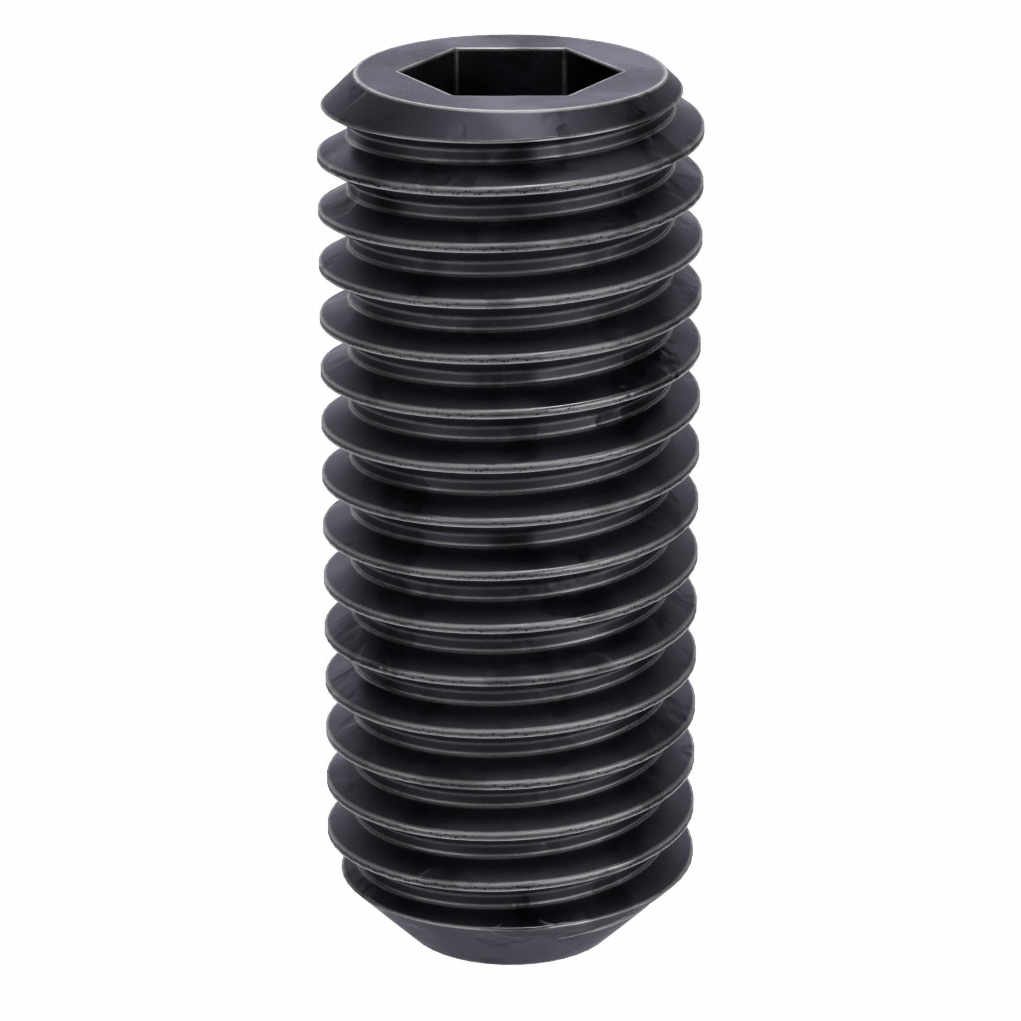 Socket Set Screw: 5/8"-11 Thread Size, 1 1/2 in Overall Lg, Flat pt, Alloy Steel, Black Oxide, 10 PK