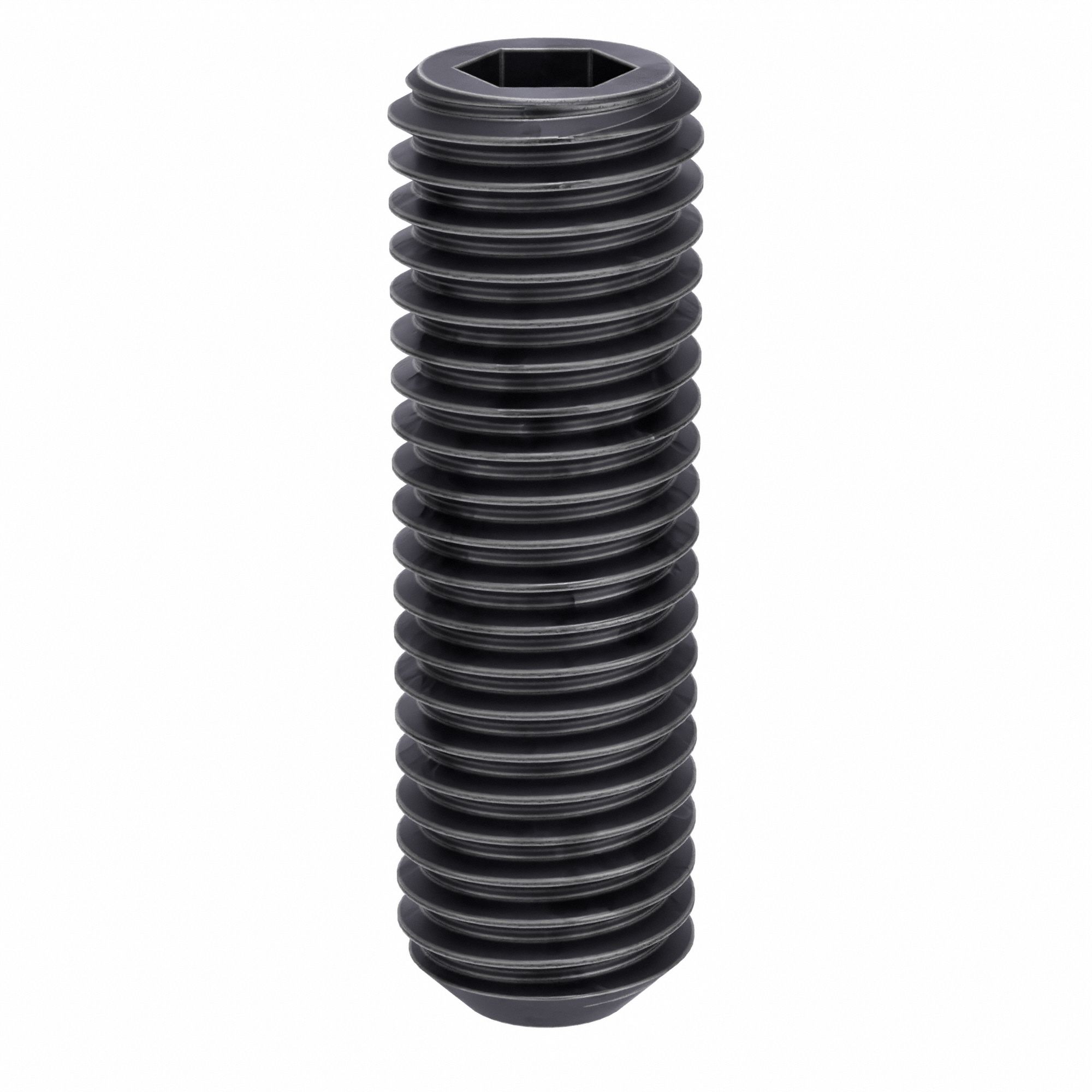Socket Set Screw: 5/8"-11 Thread Size, 2 in Overall Lg, Flat pt, Alloy Steel, Black Oxide, 10 PK
