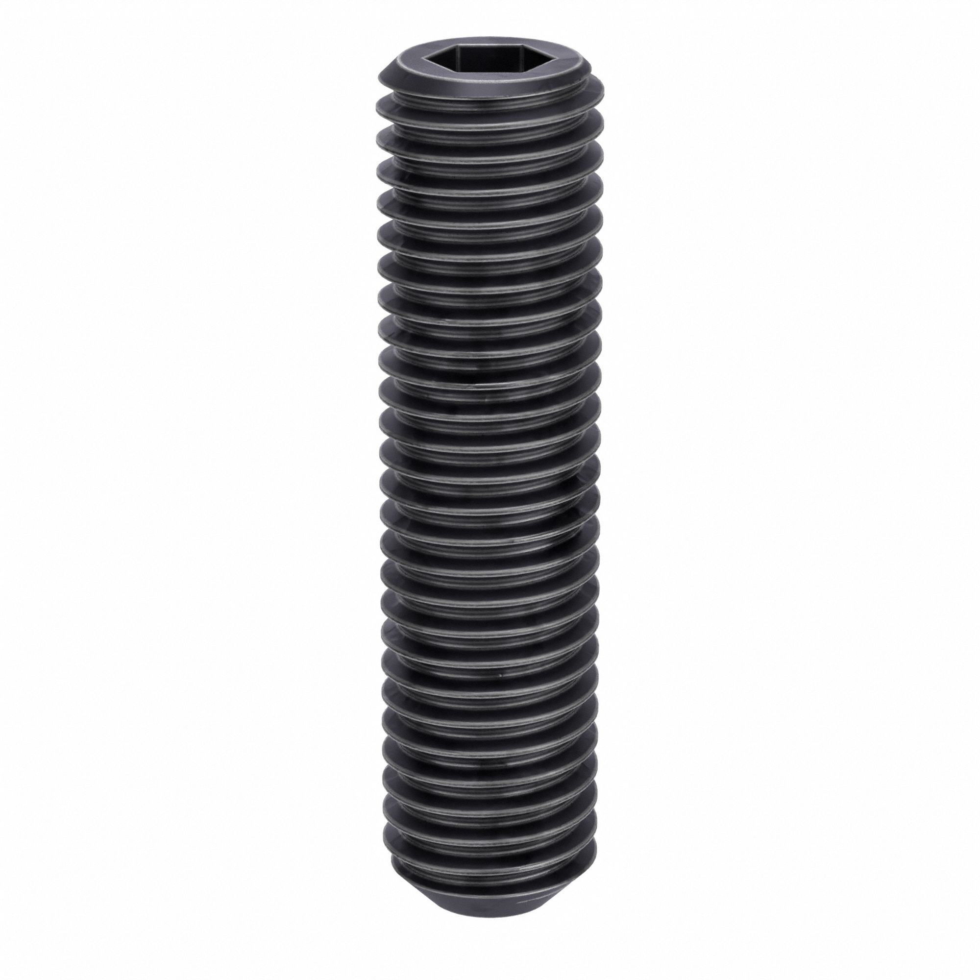 Socket Set Screw: 5/8"-11 Thread Size, 2 1/2 in Overall Lg, Flat pt, Alloy Steel, Black Oxide, 10 PK