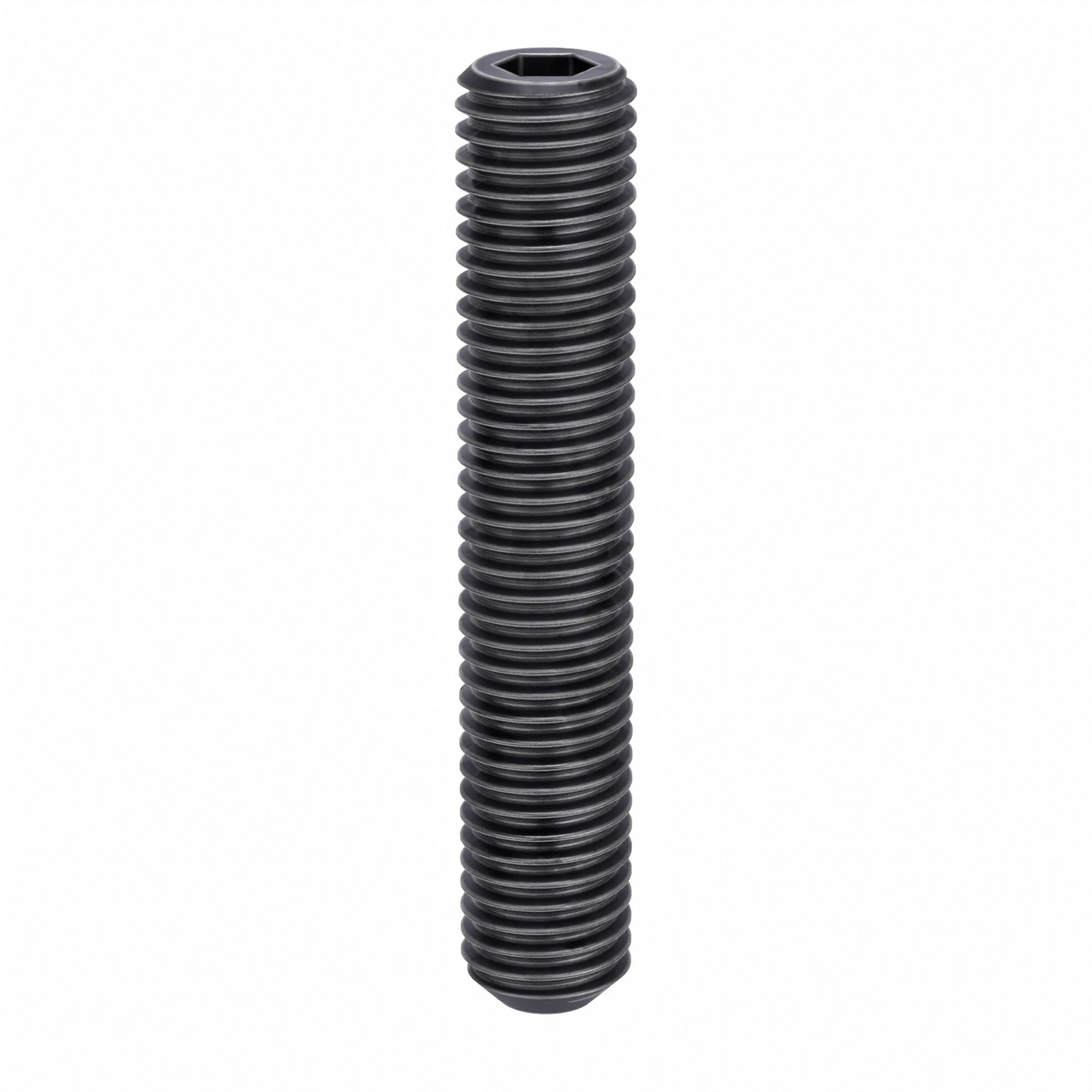 Socket Set Screw: 5/8"-11 Thread Size, 3 1/2 in Overall Lg, Flat pt, Alloy Steel, Black Oxide, 5 PK