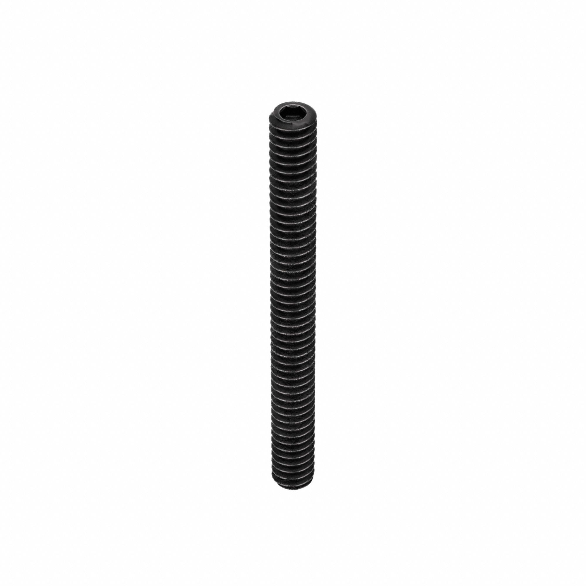 Socket Set Screw: #10-24 Thread Size, 2 in Overall Lg, Cup pt, Alloy Steel, Black Oxide, 50 PK